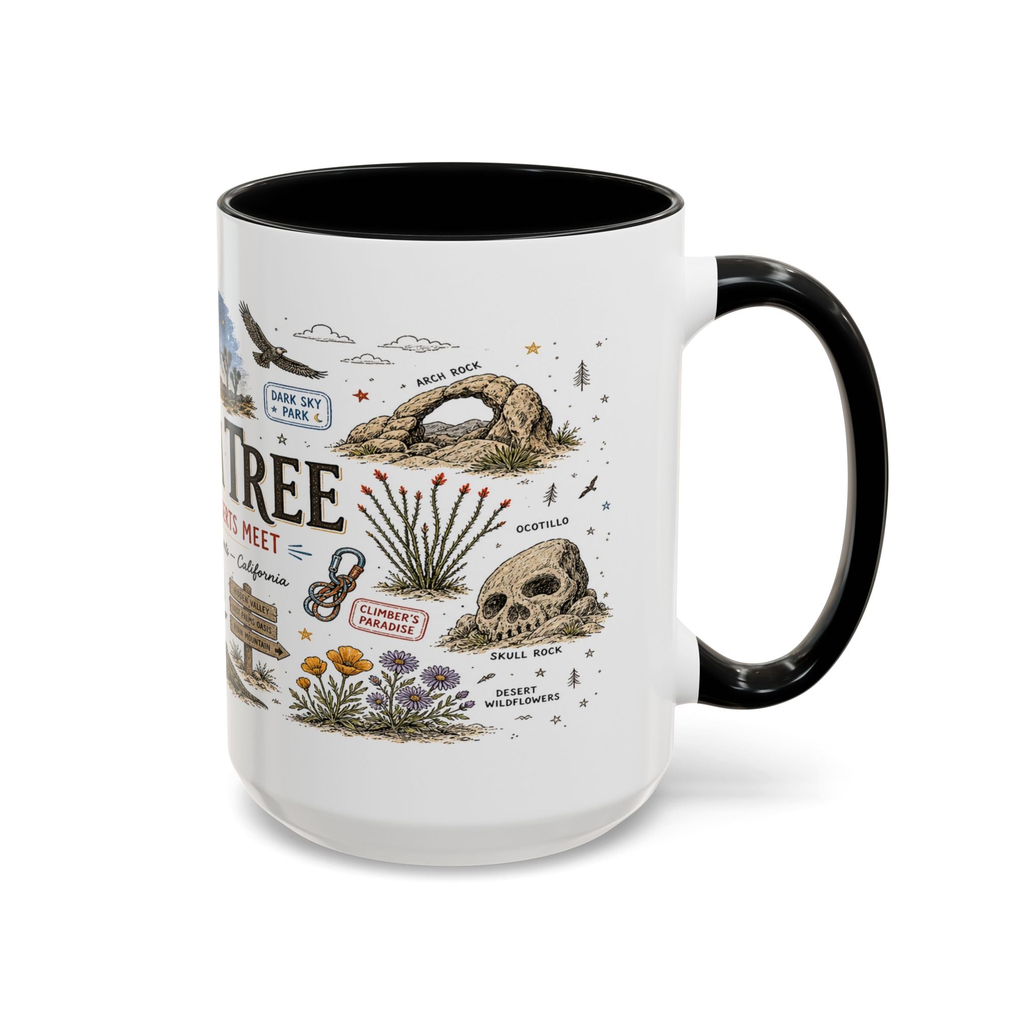 Joshua Tree Coffee Mug | National Park Desert Camping Gift | Accent Color Ceramic 11oz 15oz