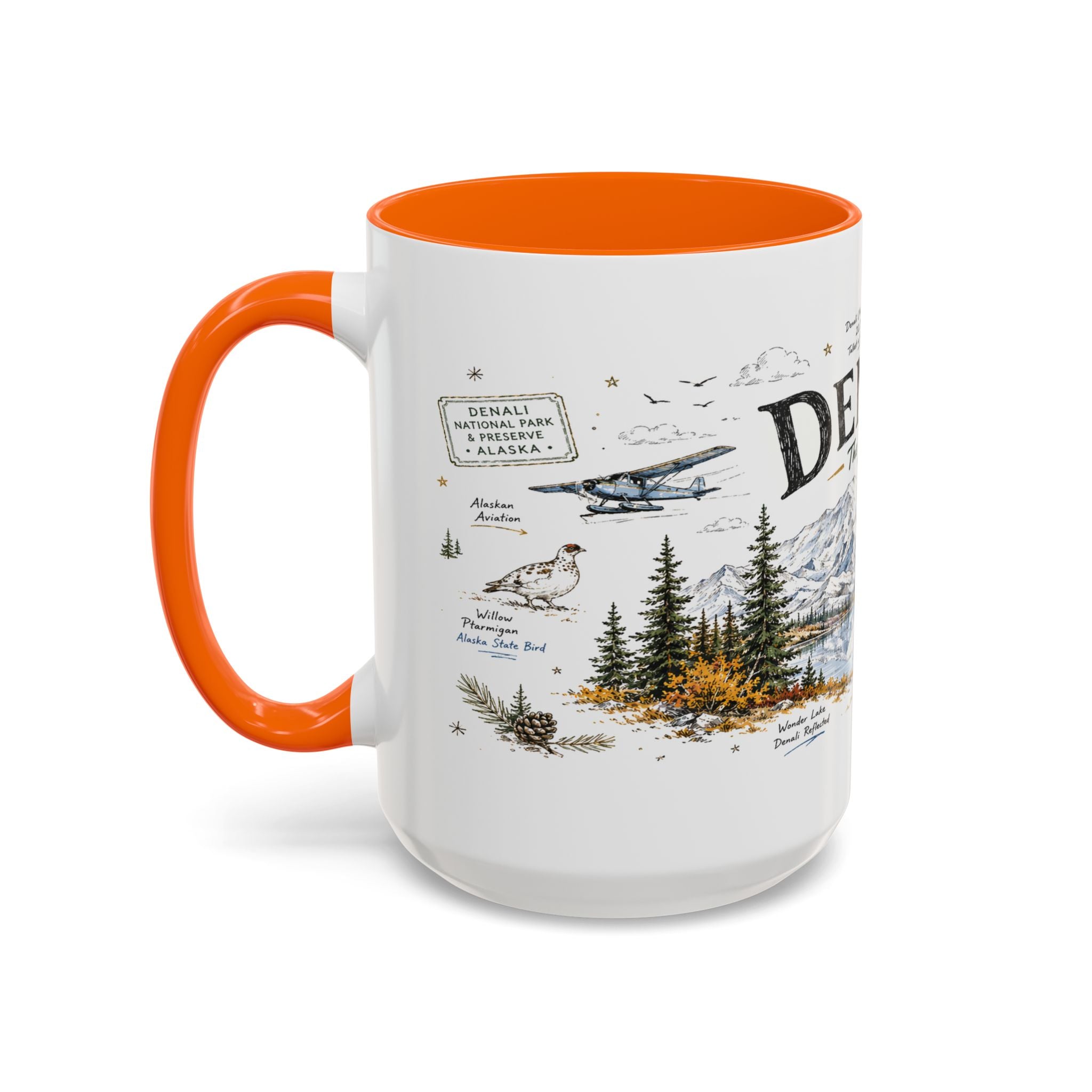 Denali National Park Coffee Mug | Alaska National Park Hiking Gift | Accent Color Ceramic 11oz 15oz