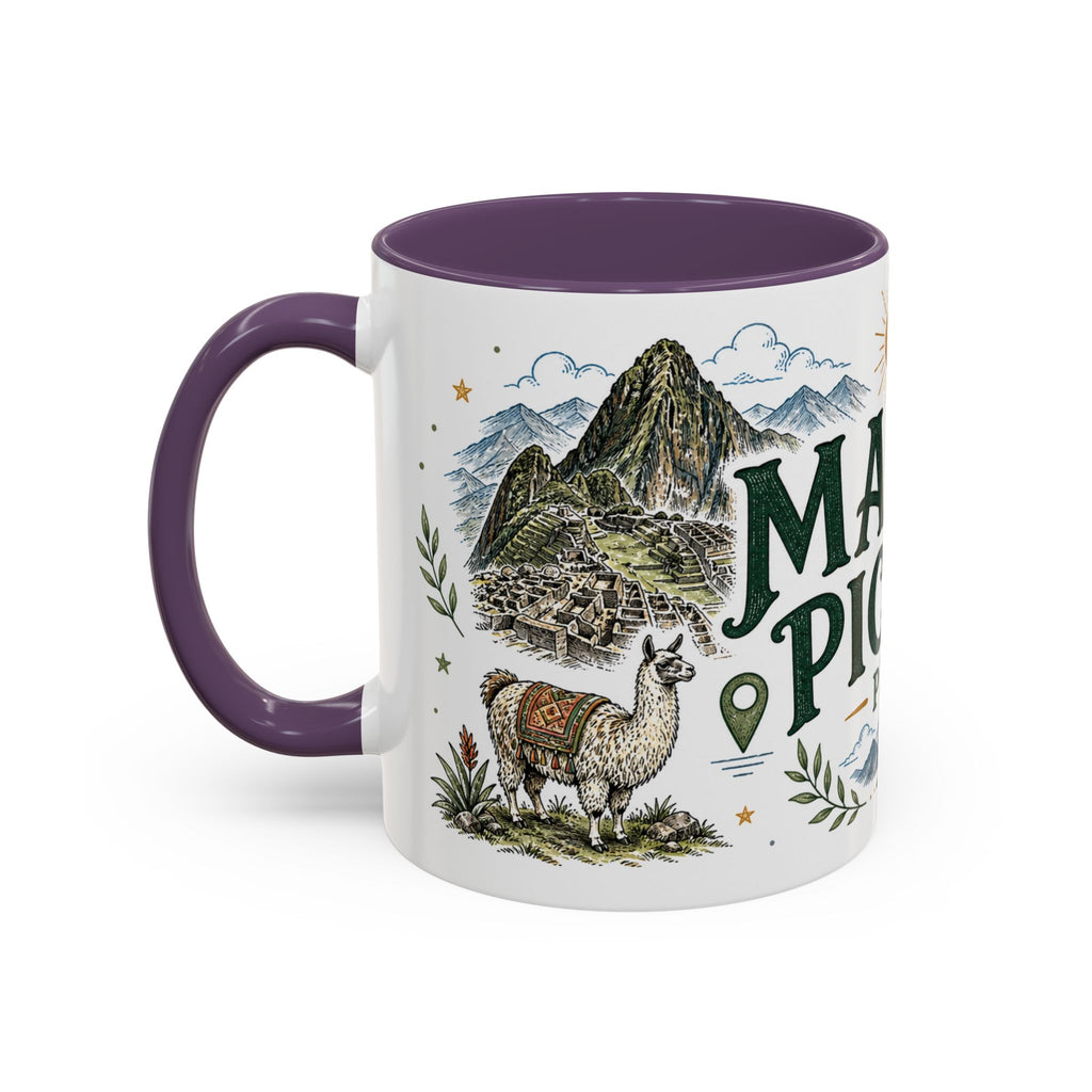 Machu Picchu Coffee Mug | Travel Destination Souvenir Gift | Accent Color Ceramic 11oz 15oz
