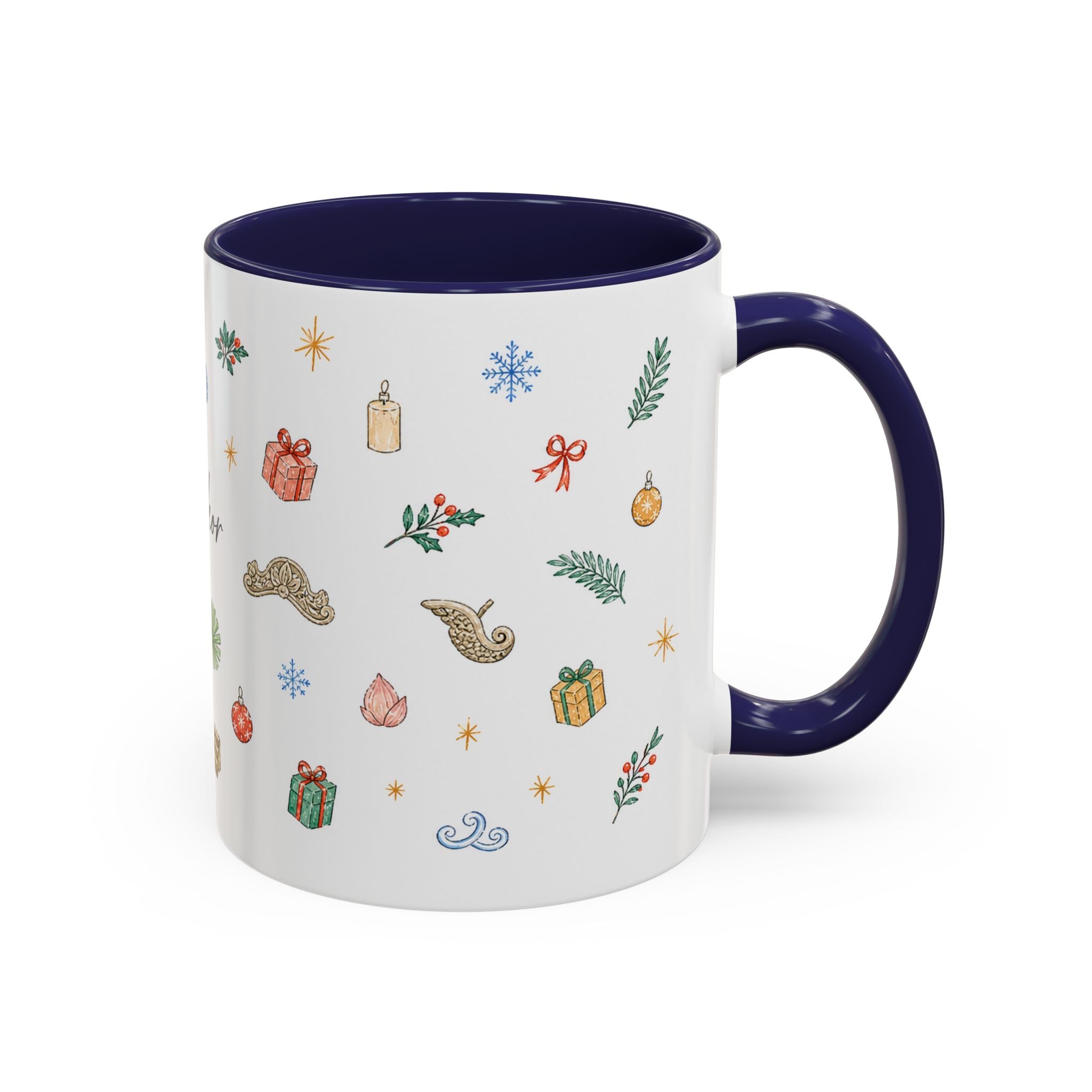 Angkor Christmas Mug | Watercolor Travel Souvenir | Holiday Gift | Accent Ceramic Coffee Cup 11oz 15oz