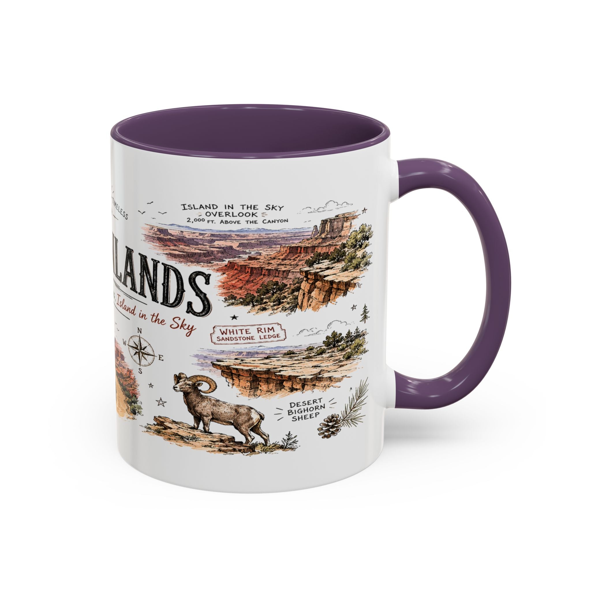 Canyonlands National Park Coffee Mug | Utah Red Rock Desert River Gift | Accent Color Ceramic 11oz 15oz