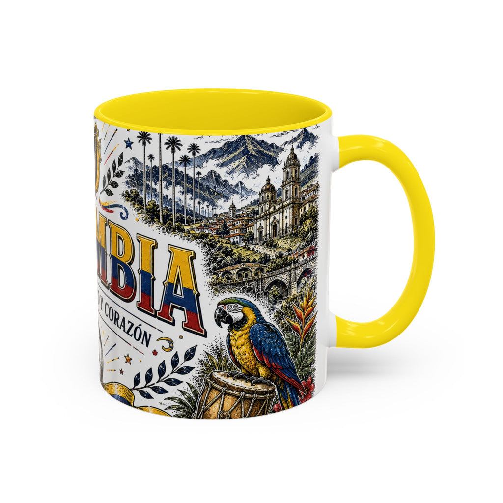 Colombia Soccer Coffee Mug | World Cup Fan Gift | Accent Color Ceramic 11oz 15oz Match Day Cup