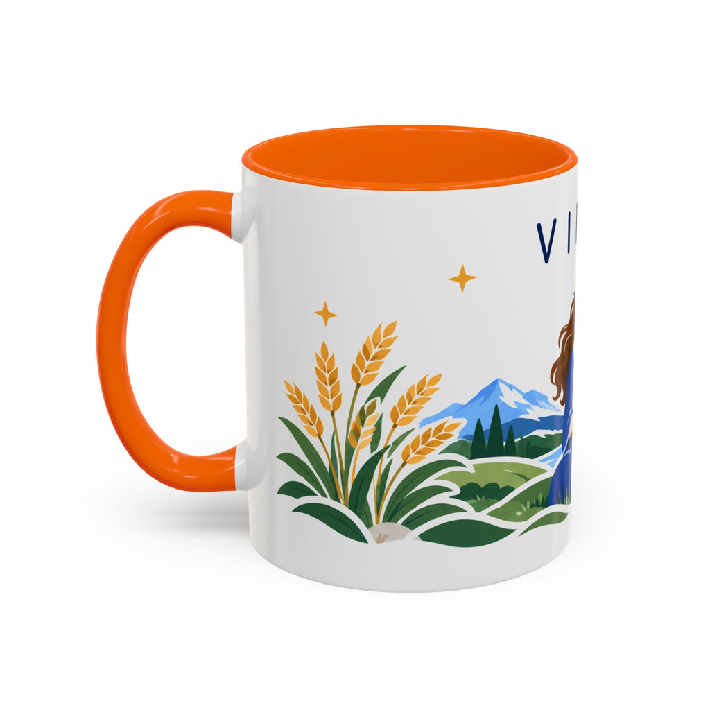 Virgo Zodiac Coffee Mug | Maiden and Wheat Design | Astrology Birthday Gift | 11 oz 15 oz Ceramic Accent Mug