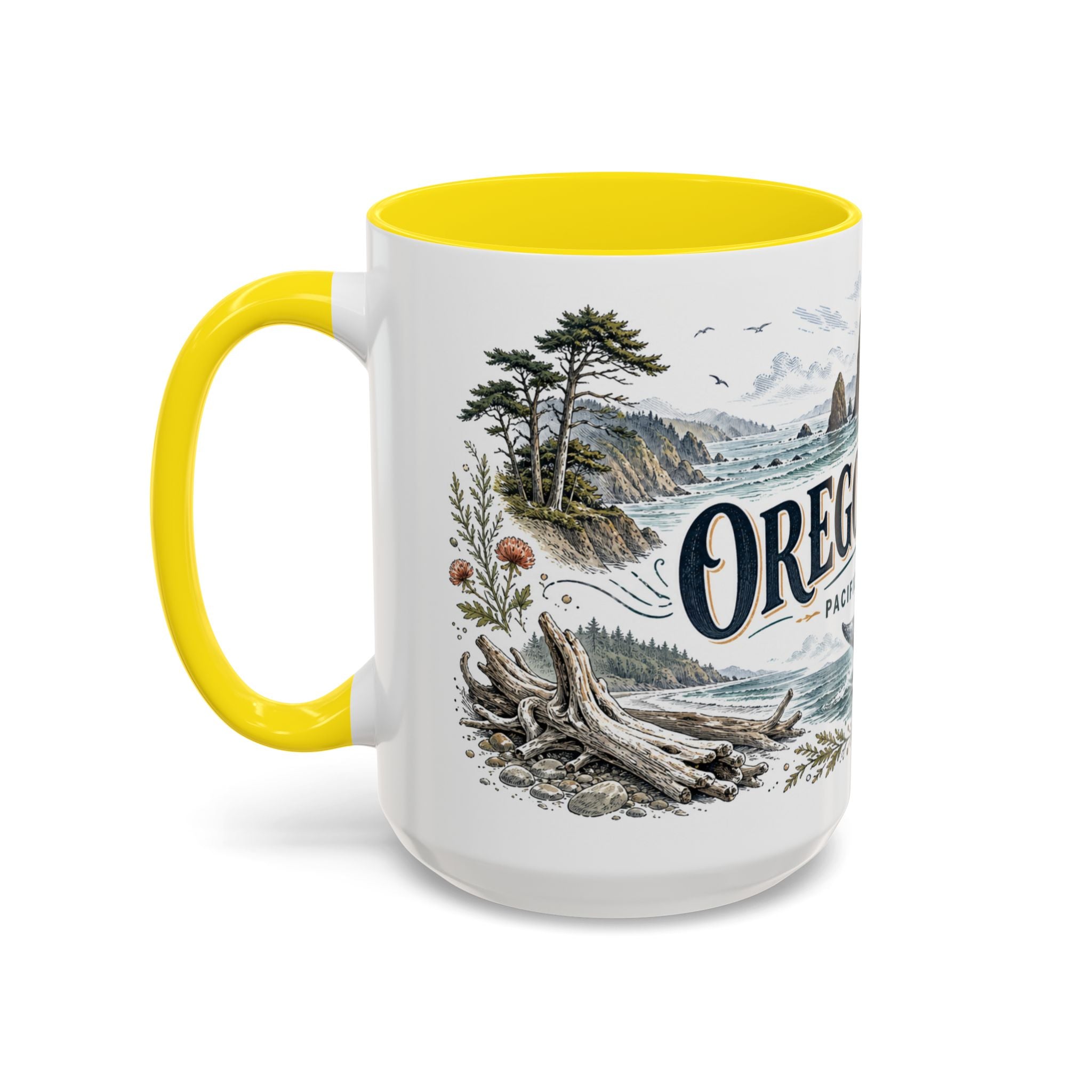 Oregon Coast Mug, Pacific Northwest Travel Souvenir, Bucket List Gift, Accent Ceramic Coffee Mug 11oz 15oz