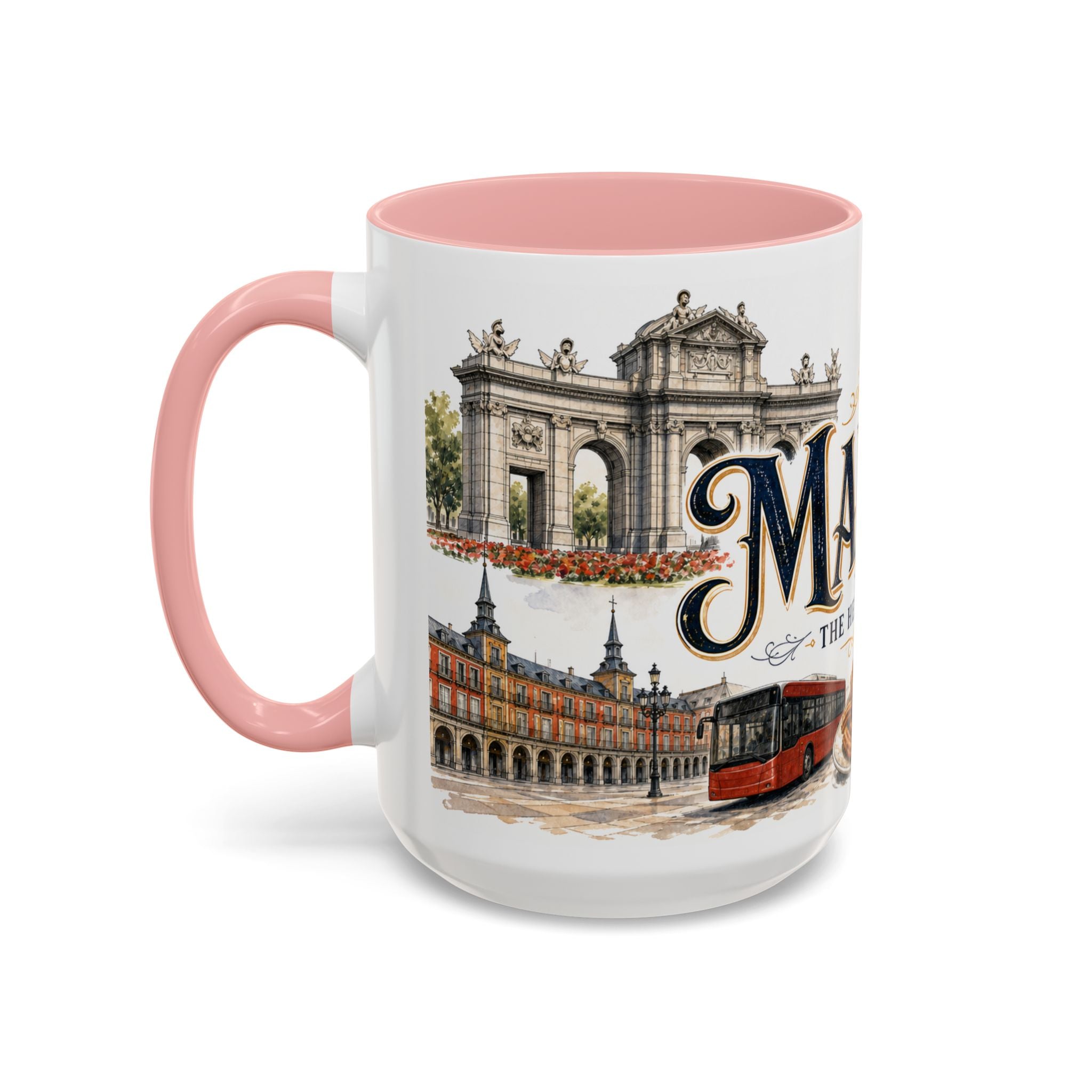 Madrid Coffee Mug | Spain Travel Souvenir | Vintage Illustrated City Gift | 11 oz 15 oz Accent Mug