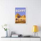 Egypt Pyramids Egypt Framed Poster | Vintage Travel Wall Art | Black Walnut White Frame | 16x24 20x30