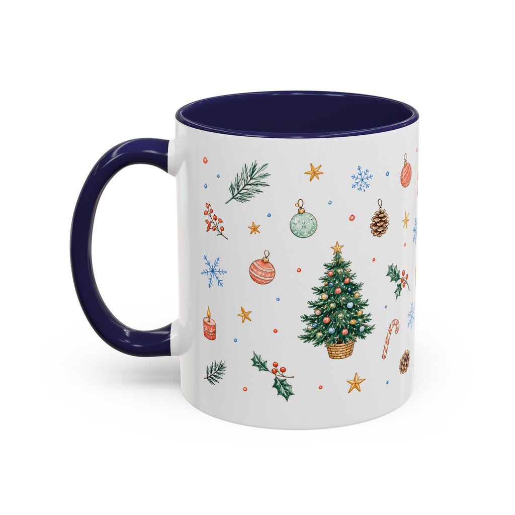 Christmas Mug | Watercolor Tree Gifts Wreath Holiday Cup | Accent Coffee Mug 11oz 15oz