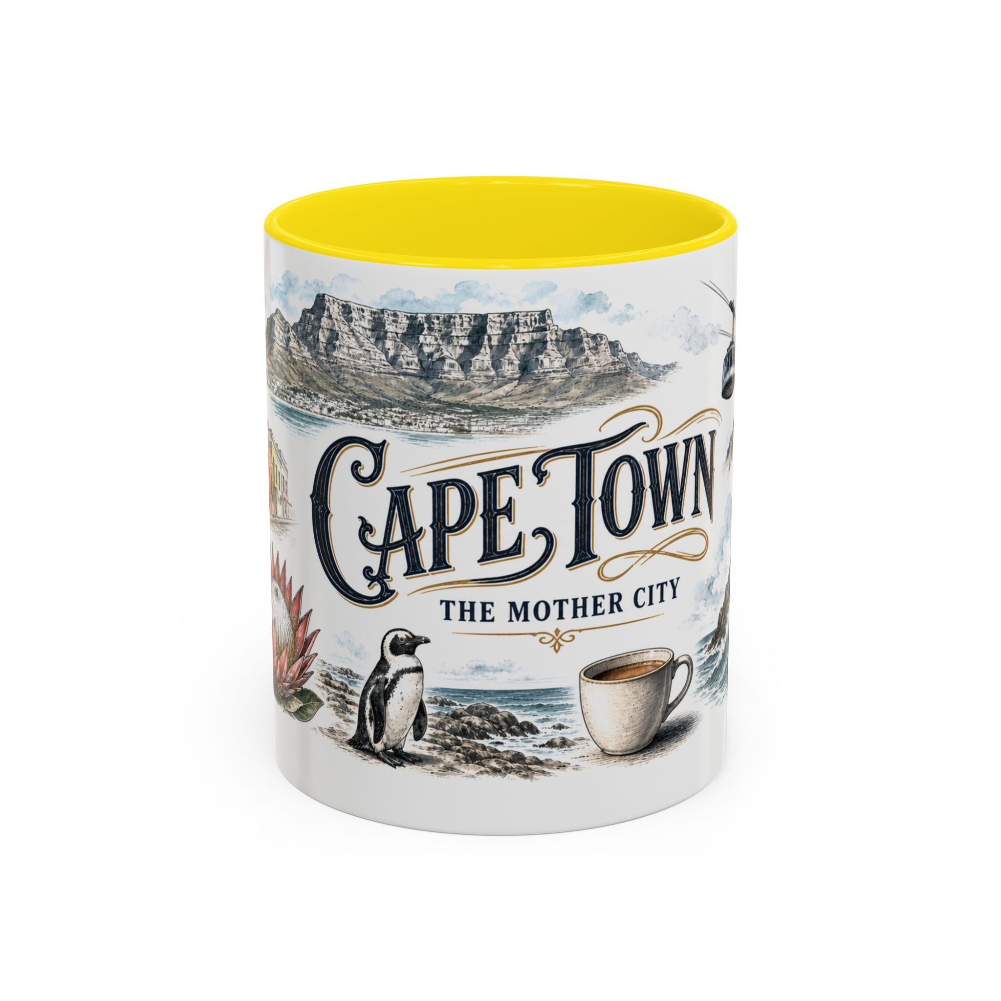 Cape Town Coffee Mug | South Africa Travel Souvenir | Vintage Illustrated City Gift | 11 oz 15 oz Accent Mug