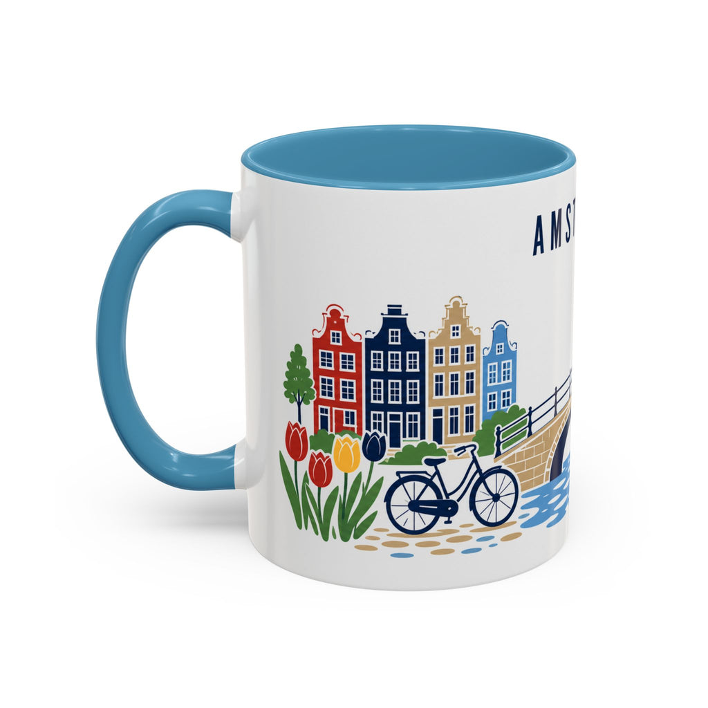Amsterdam Coffee Mug | Netherlands Travel Souvenir | Porcelain Decal City Gift | 11oz 15oz Accent Mug