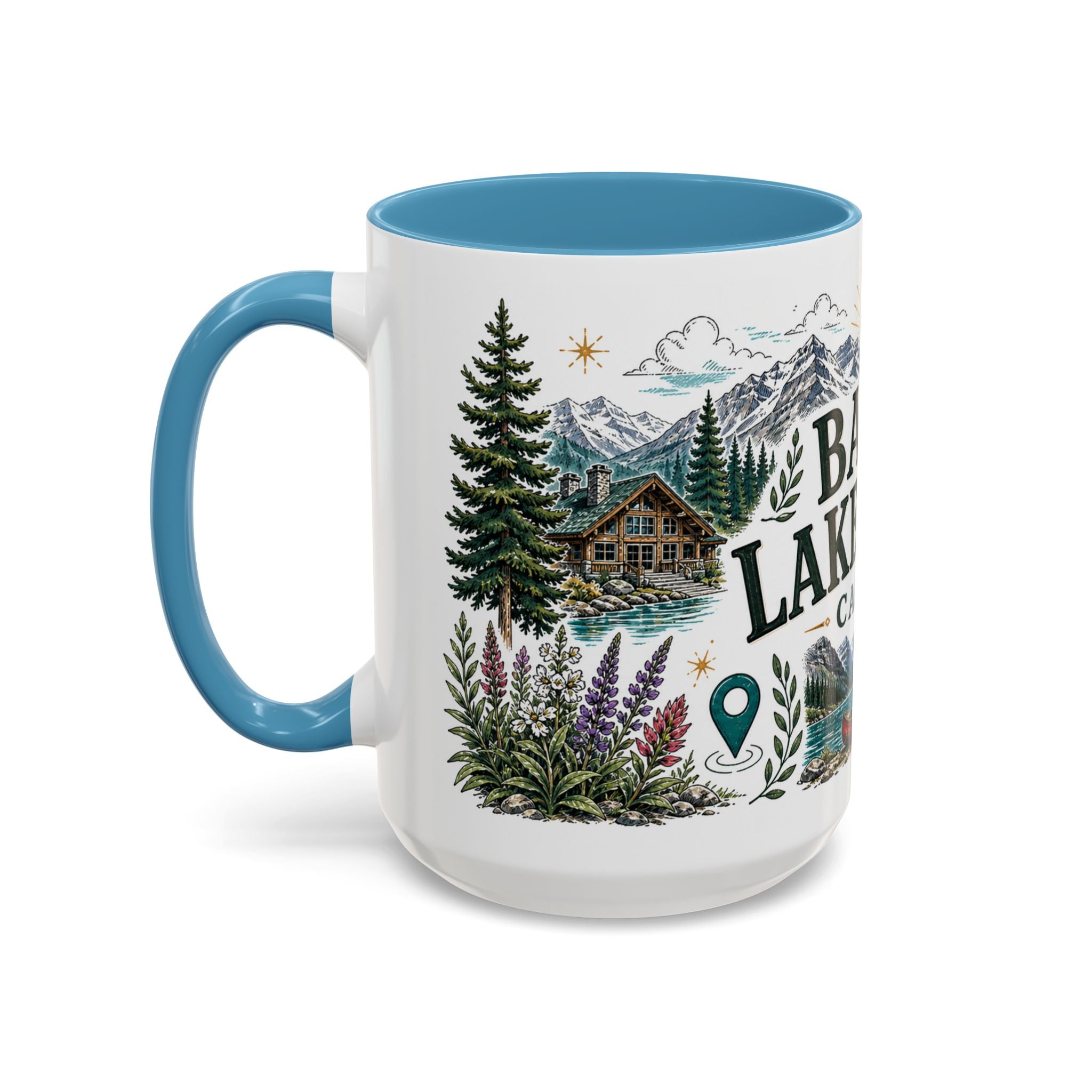 Banff Lake Louise Coffee Mug | Travel Destination Souvenir Gift | Accent Color Ceramic 11oz 15oz