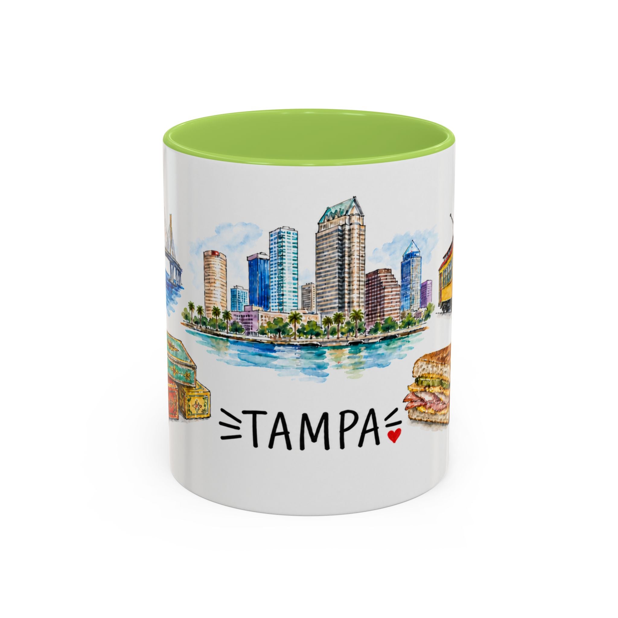 Tampa Illustrated Travel Mug | City Souvenir Accent Coffee Mug | 11oz 15oz Ceramic Cup