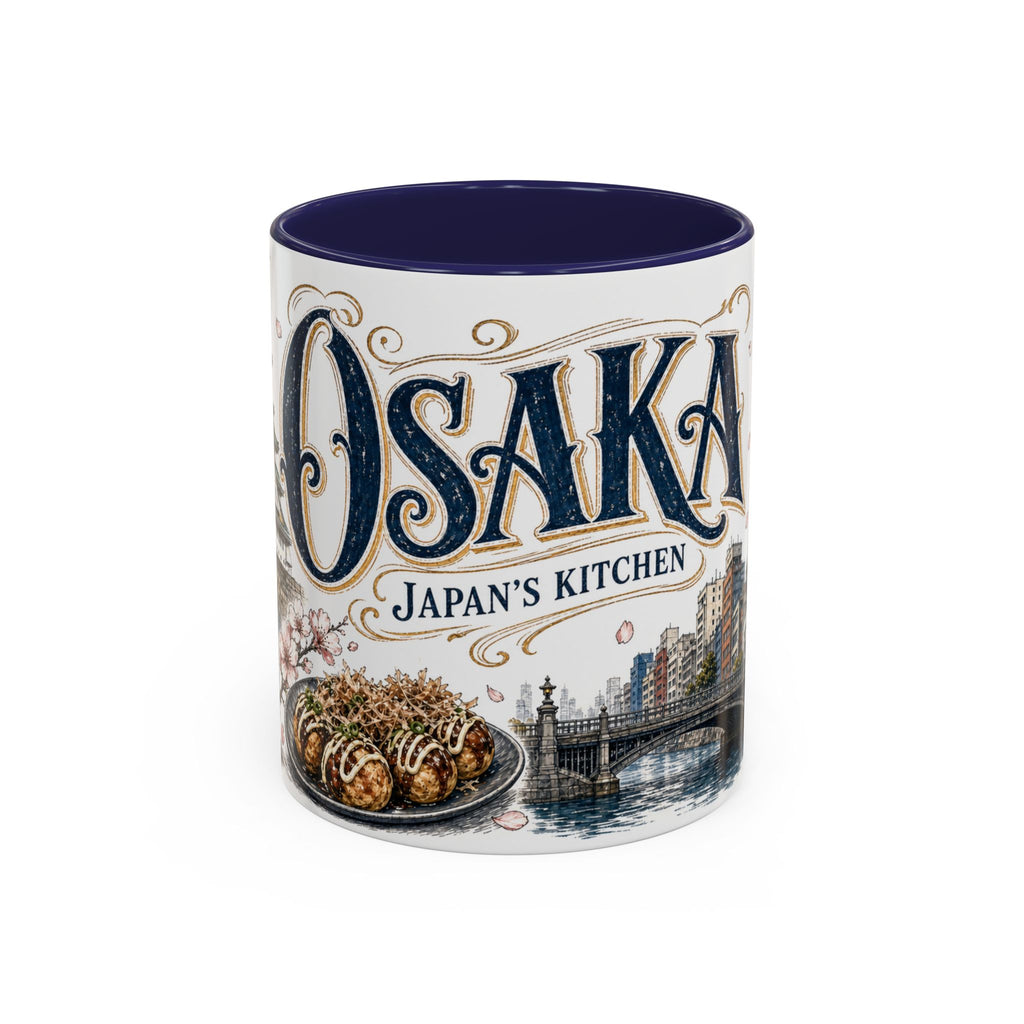 Osaka Coffee Mug | Japan Travel Souvenir | Vintage Illustrated City Gift | 11 oz 15 oz Accent Mug