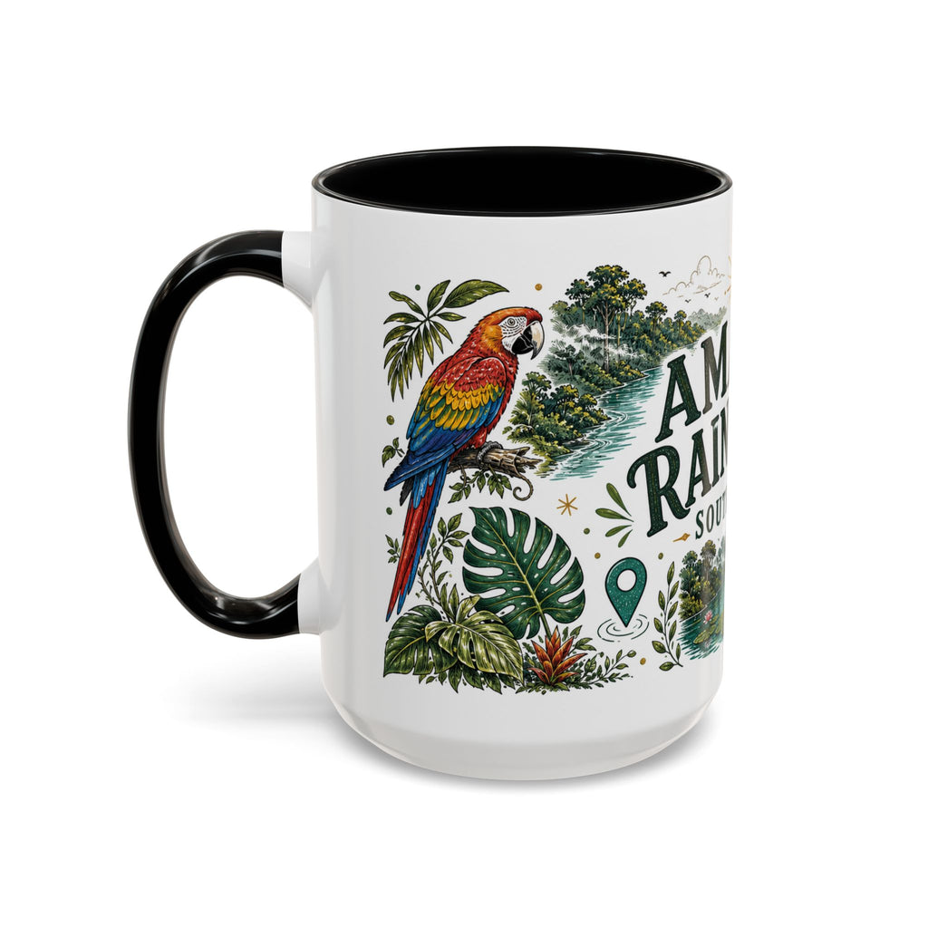 Amazon Rainforest Coffee Mug | Travel Destination Souvenir Gift | Accent Color Ceramic 11oz 15oz