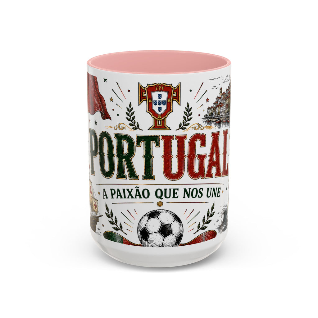Portugal Soccer Coffee Mug | World Cup Fan Gift | Accent Color Ceramic 11oz 15oz Match Day Cup
