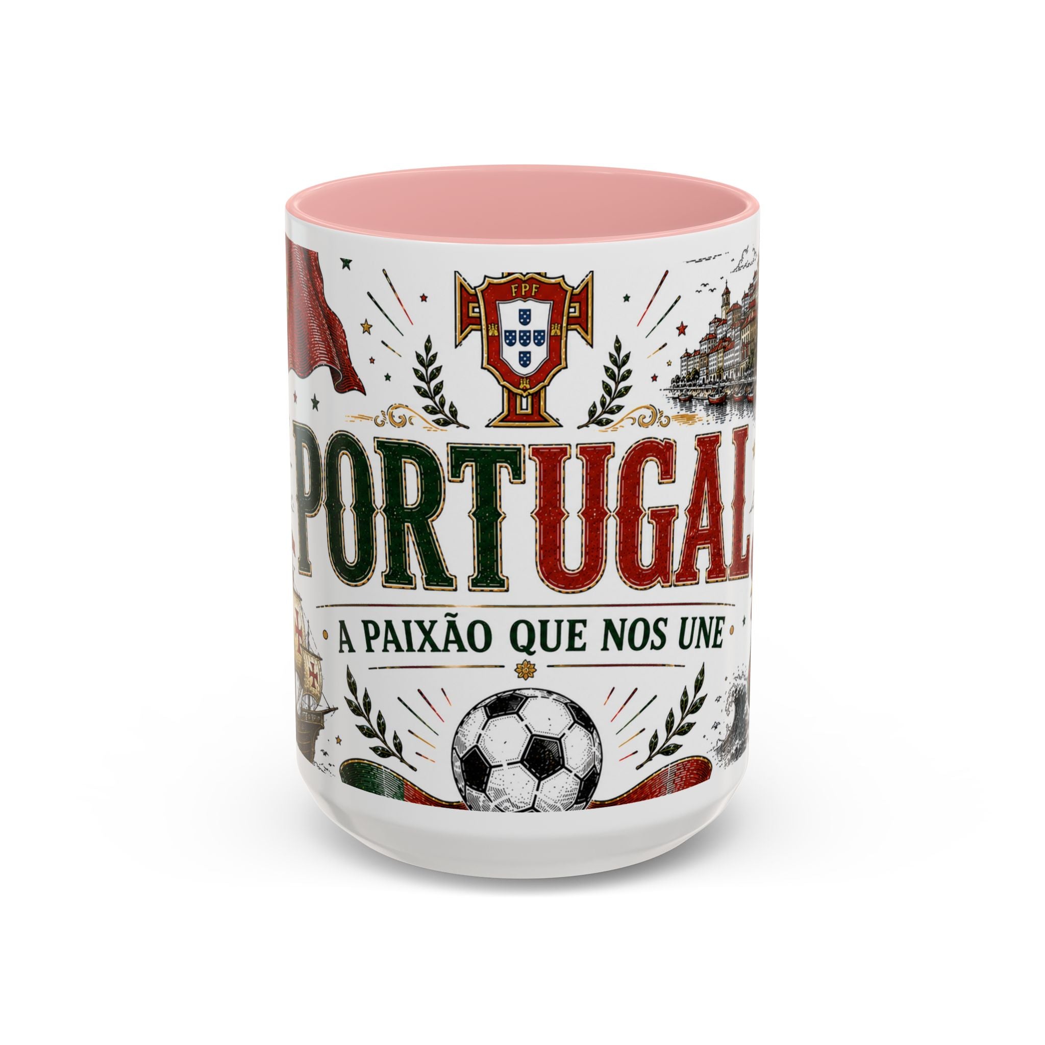 Portugal Soccer Coffee Mug | World Cup Fan Gift | Accent Color Ceramic 11oz 15oz Match Day Cup