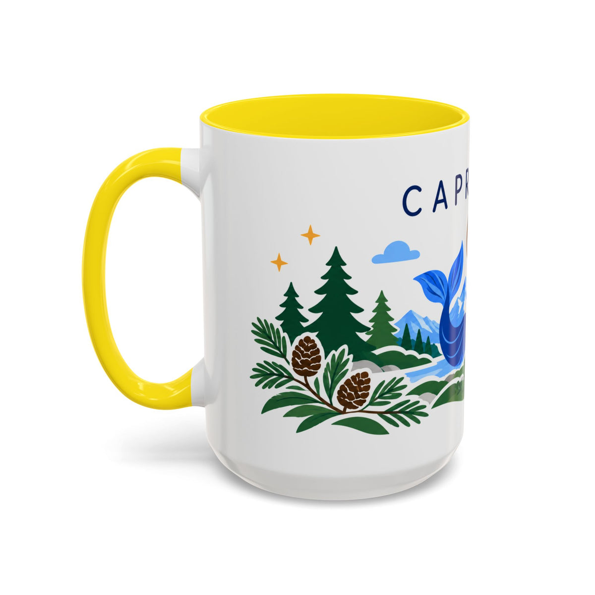 Capricorn Zodiac Coffee Mug | Sea Goat and Floral Design | Astrology Birthday Gift | 11 oz 15 oz Ceramic Accent Mug