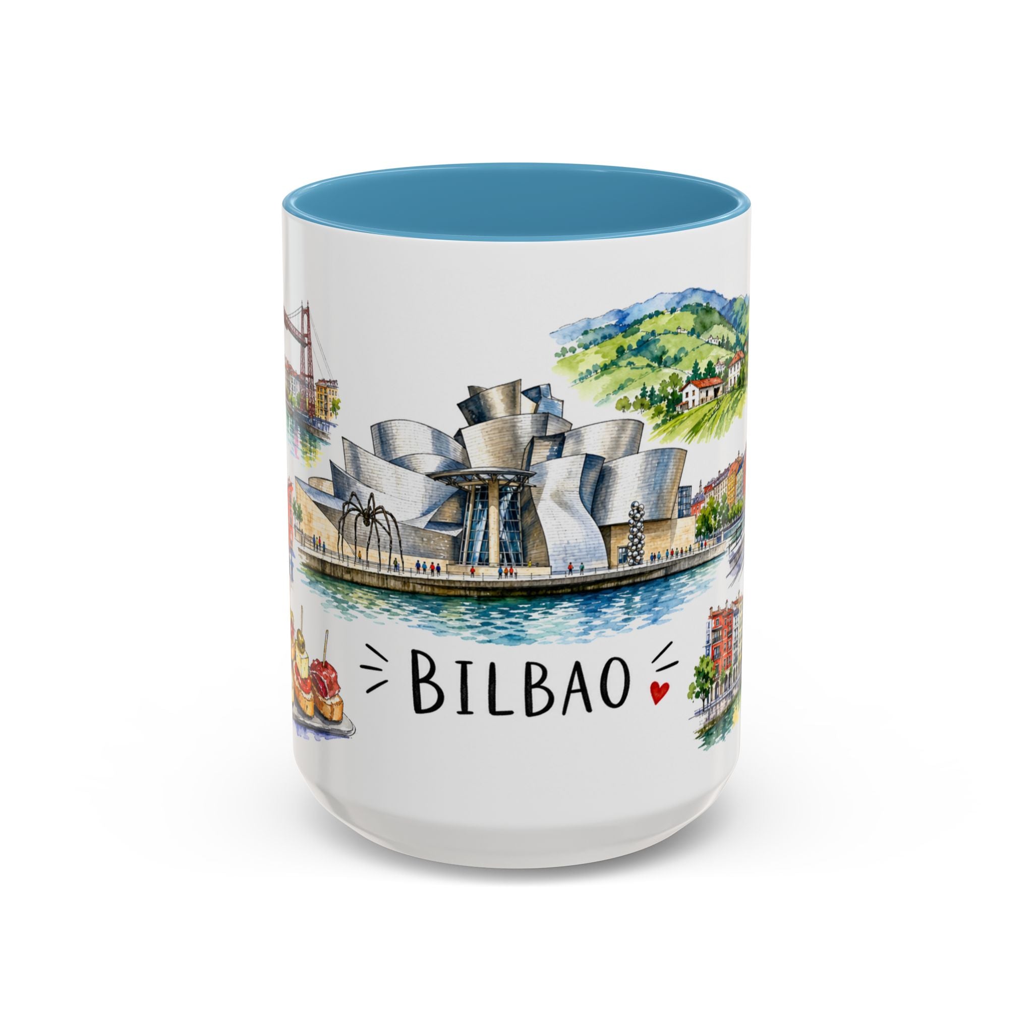 Bilbao Illustrated Travel Mug | City Souvenir Accent Coffee Mug | 11oz 15oz Ceramic Cup