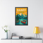 Banff Canada Framed Poster | Vintage Travel Wall Art | Black Walnut White Frame | 16x24 20x30