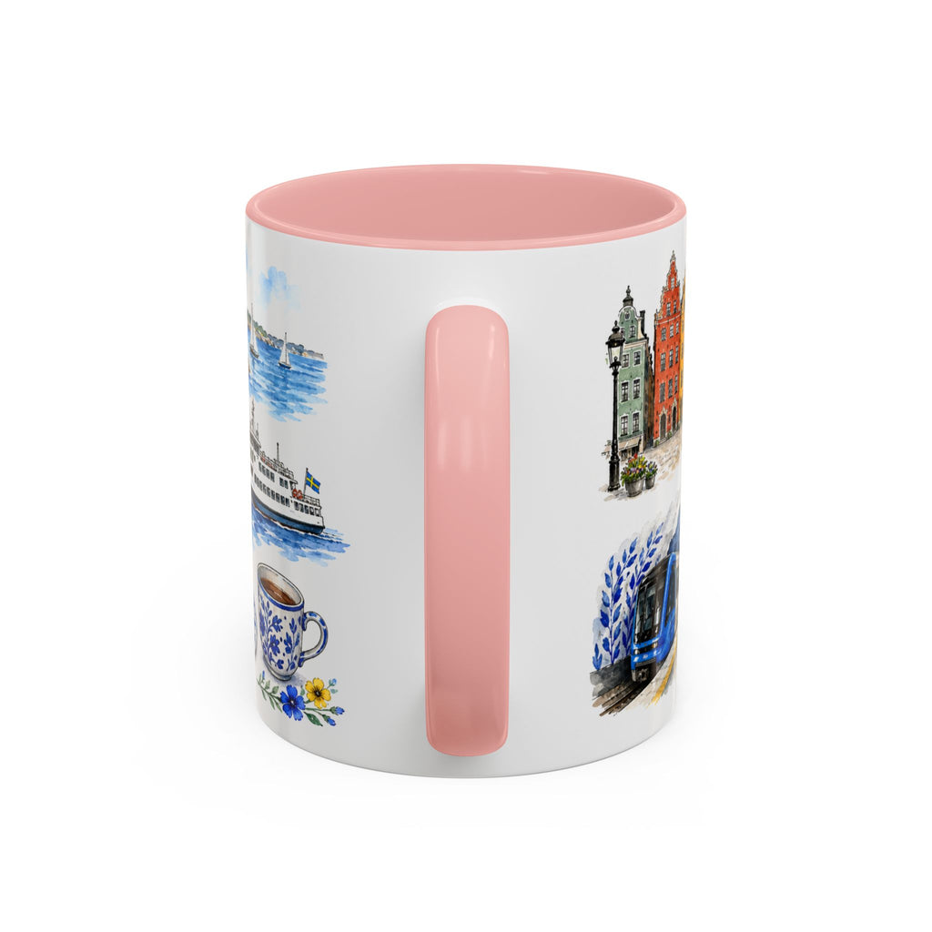 Stockholm Illustrated Travel Mug | City Souvenir Accent Coffee Mug | 11oz 15oz Ceramic Cup