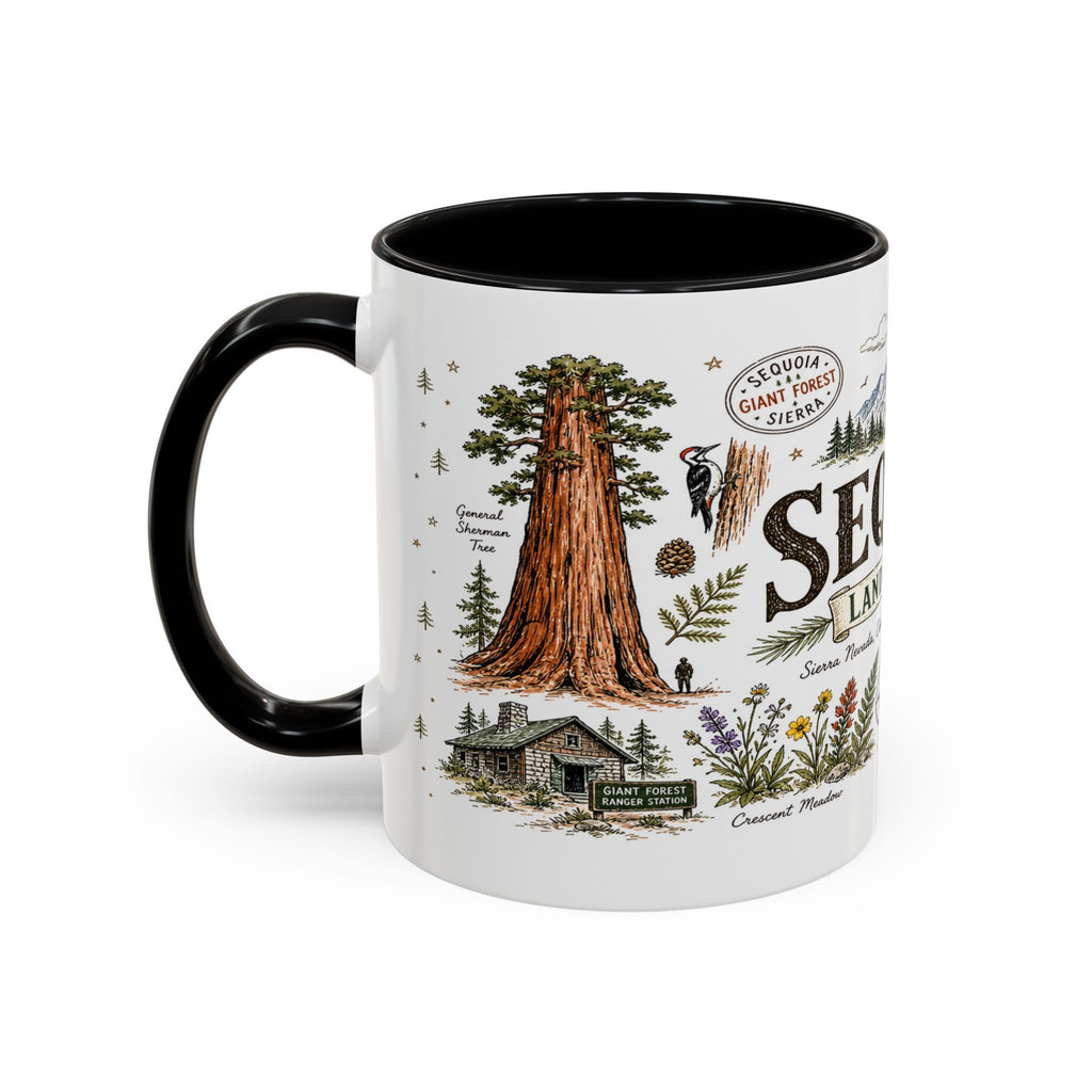 Sequoia Coffee Mug | National Park Hiking California Gift | Accent Color Ceramic 11oz 15oz