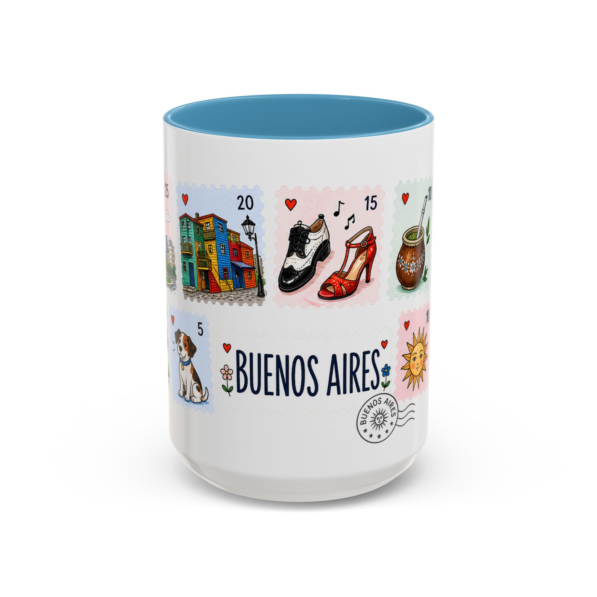 Buenos Aires Coffee Mug | Postage Stamp Collage Mug | Travel Souvenir Accent Cup 11oz 15oz
