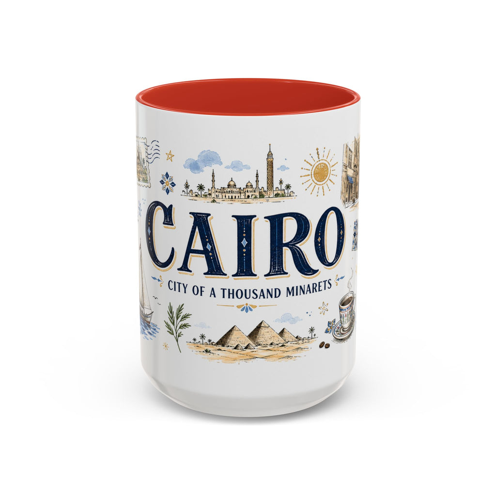 Cairo Coffee Mug | Egypt Souvenir Travel Gift | Accent Color Ceramic 11oz 15oz