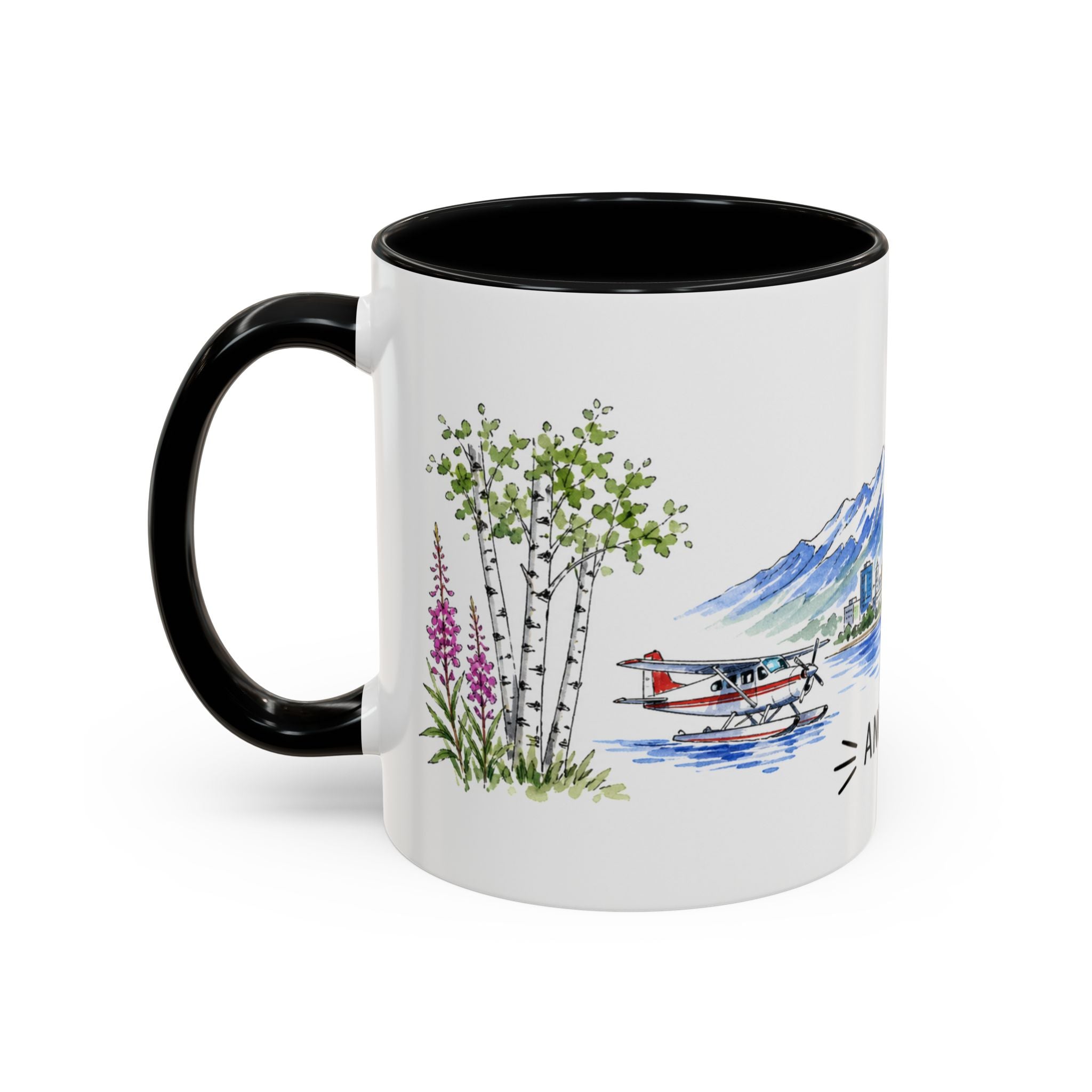 Anchorage Illustrated Travel Mug | City Souvenir Accent Coffee Mug | 11oz 15oz Ceramic Cup