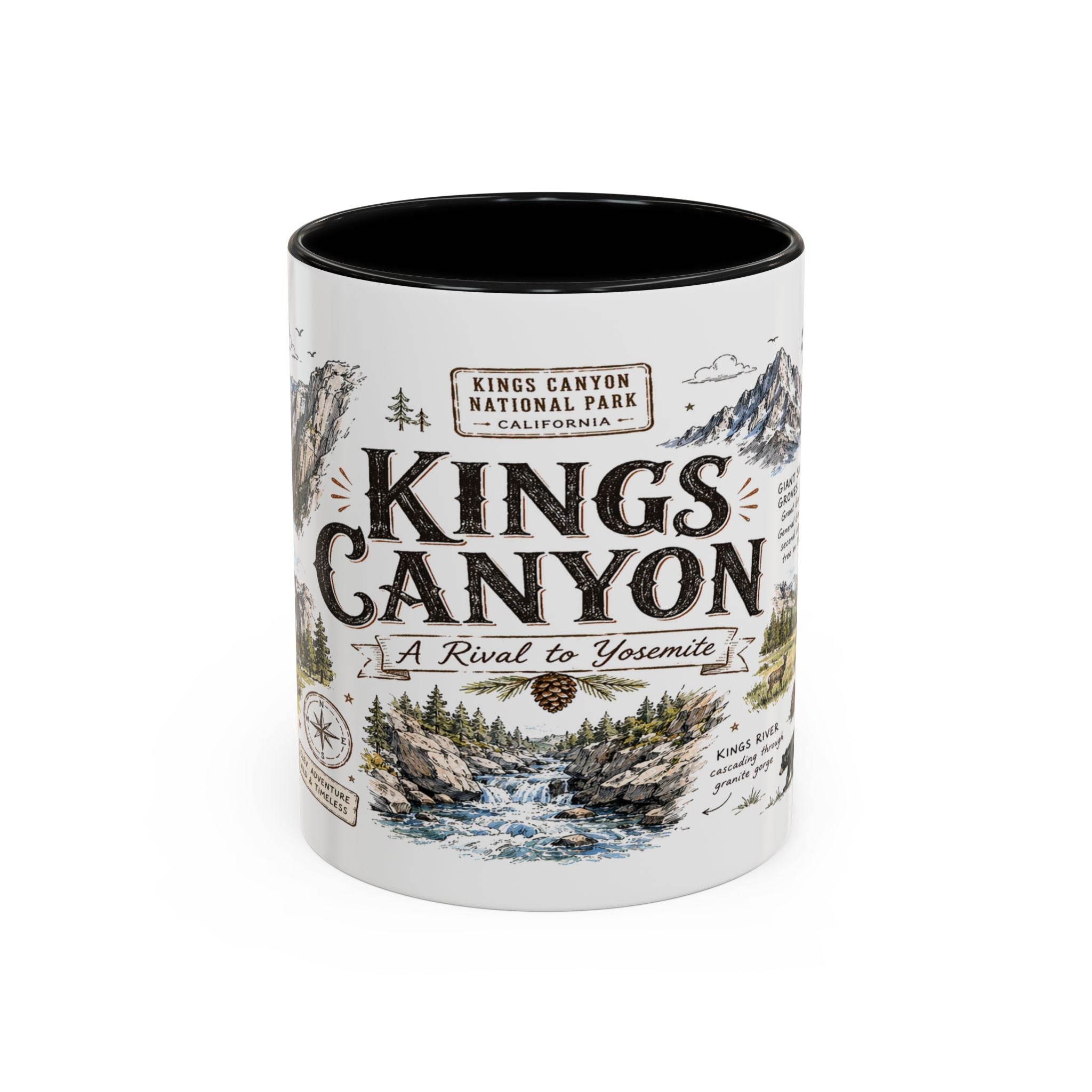 Kings Canyon National Park Coffee Mug | California Sierra Nevada Sequoia Gift | Accent Color Ceramic 11oz 15oz