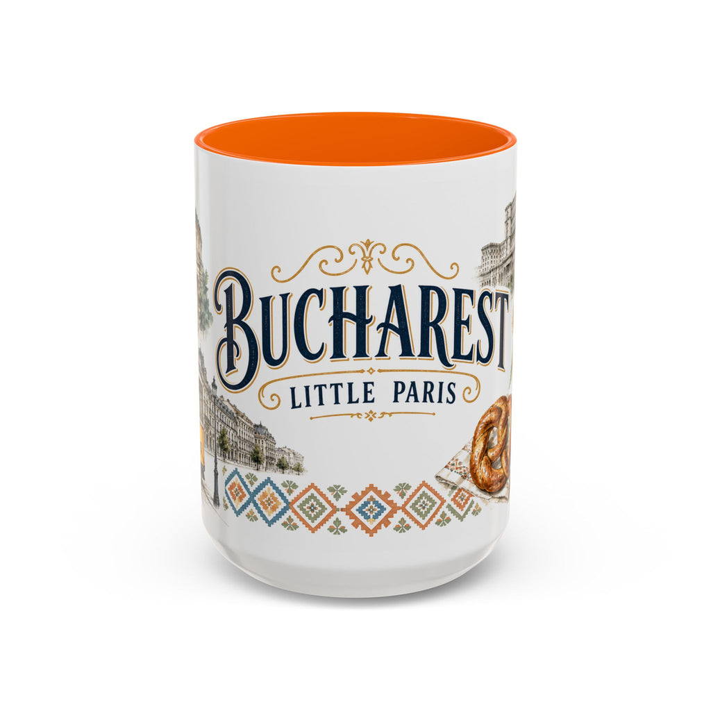Bucharest Coffee Mug | Romania Travel Souvenir | Vintage Illustrated City Gift | 11 oz 15 oz Accent Mug