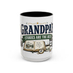 Grandpa's Stories Are The Best Coffee Mug | Gift From Grandkids | Accent Color Ceramic 11oz 15oz
