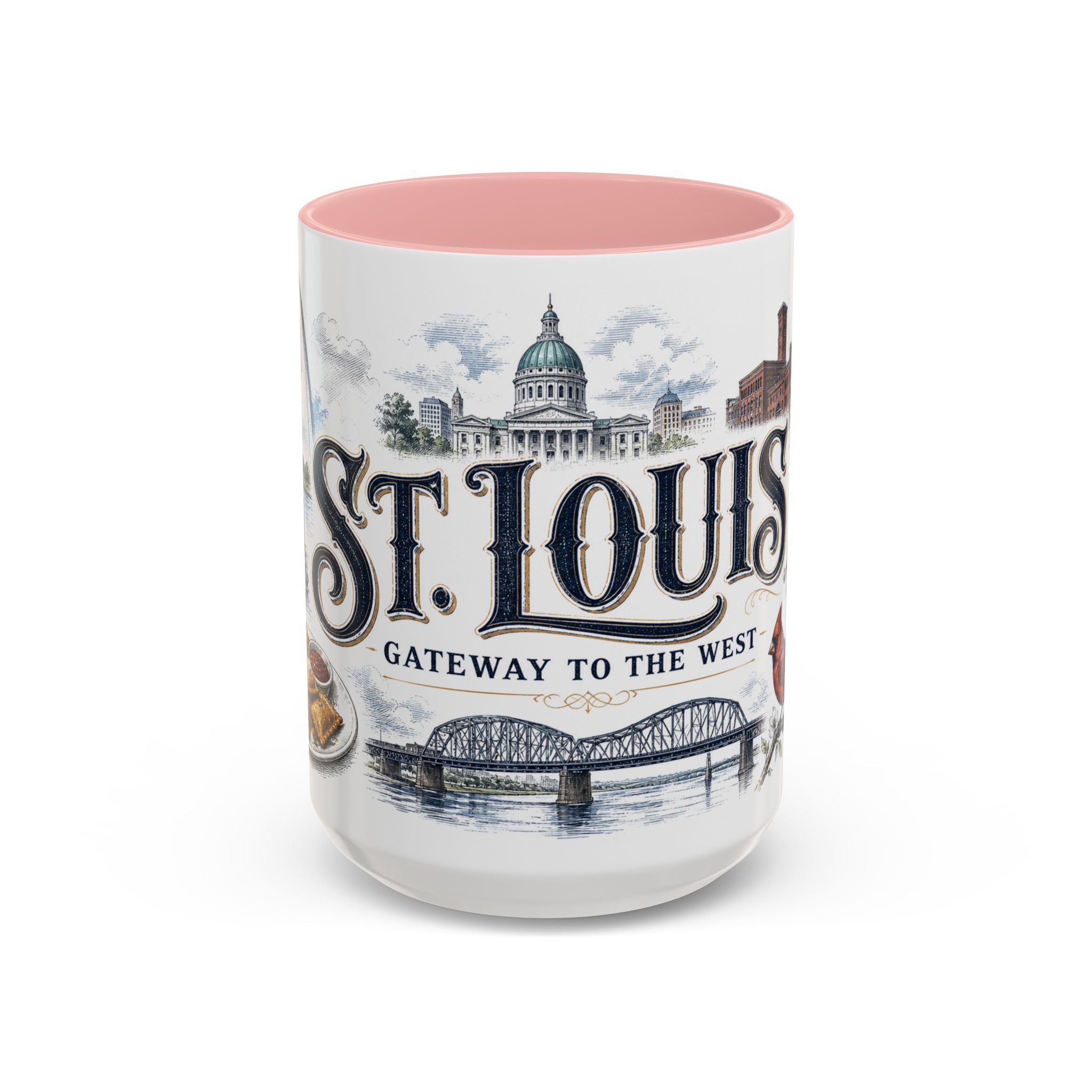 St Louis Coffee Mug | United States Travel Souvenir | Vintage Illustrated City Gift | 11 oz 15 oz Accent Mug