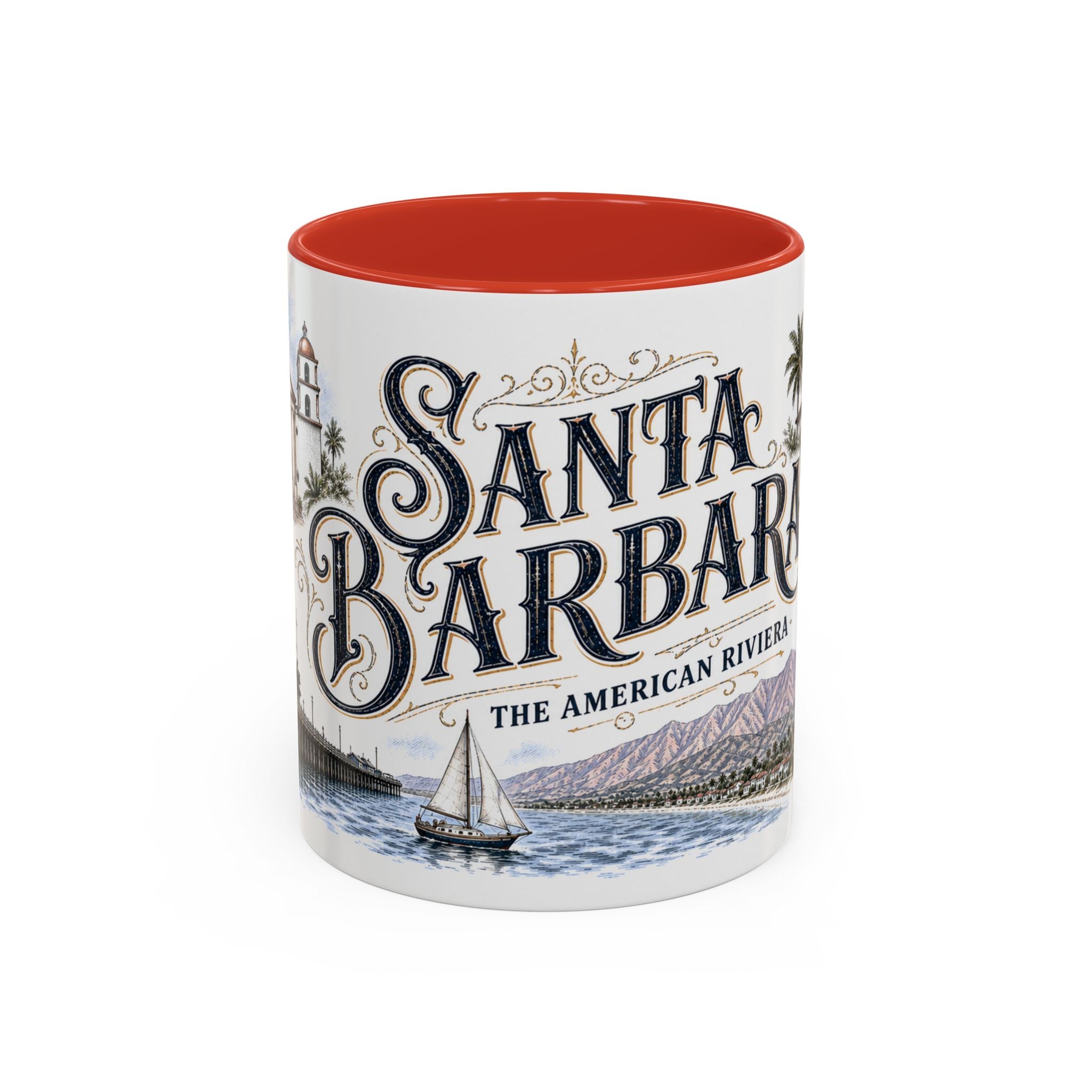 Santa Barbara Coffee Mug | United States Travel Souvenir | Vintage Illustrated City Gift | 11 oz 15 oz Accent Mug