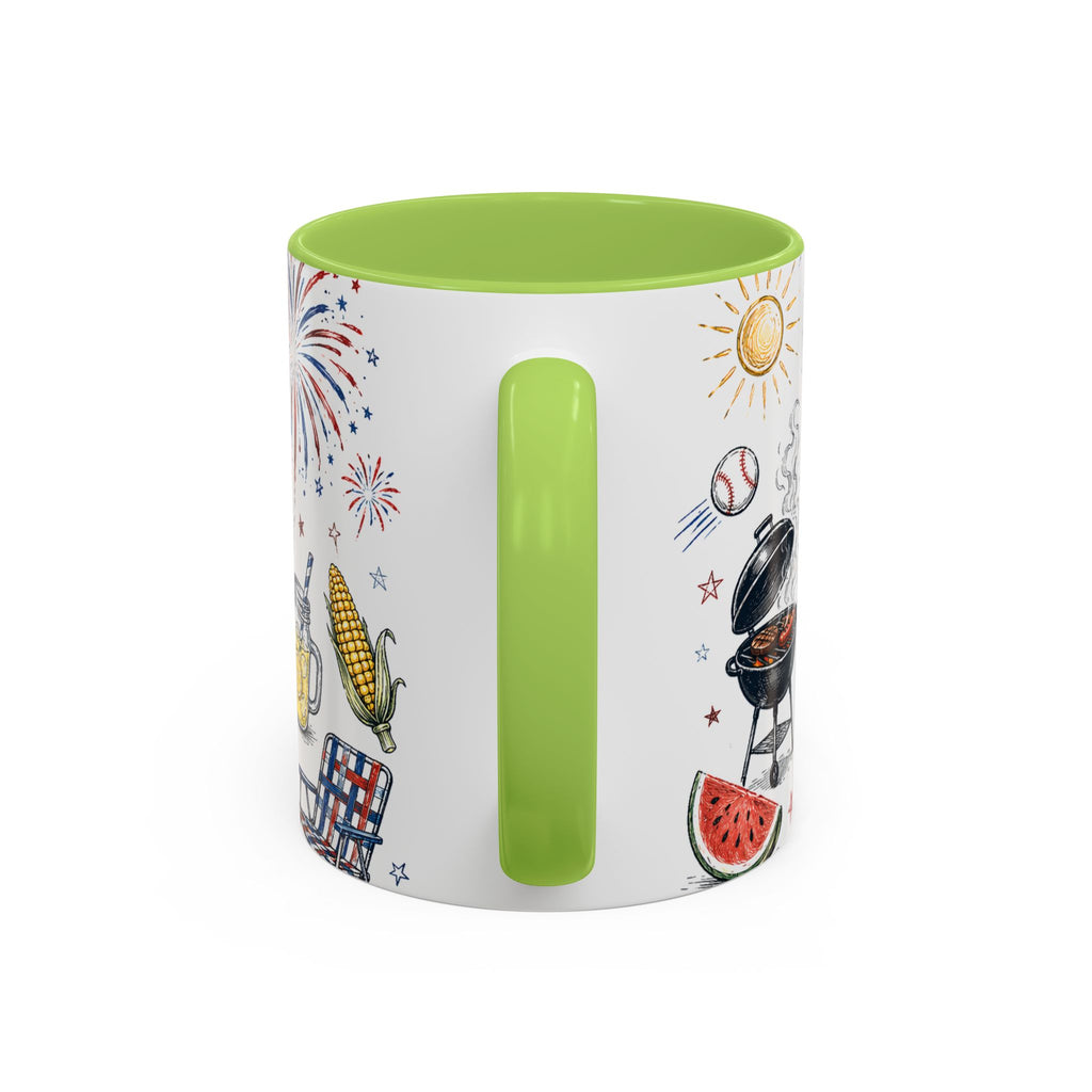 Freedom Fest Coffee Mug | Grill Chill Fireworks 4th of July | Accent Color Ceramic 11oz 15oz