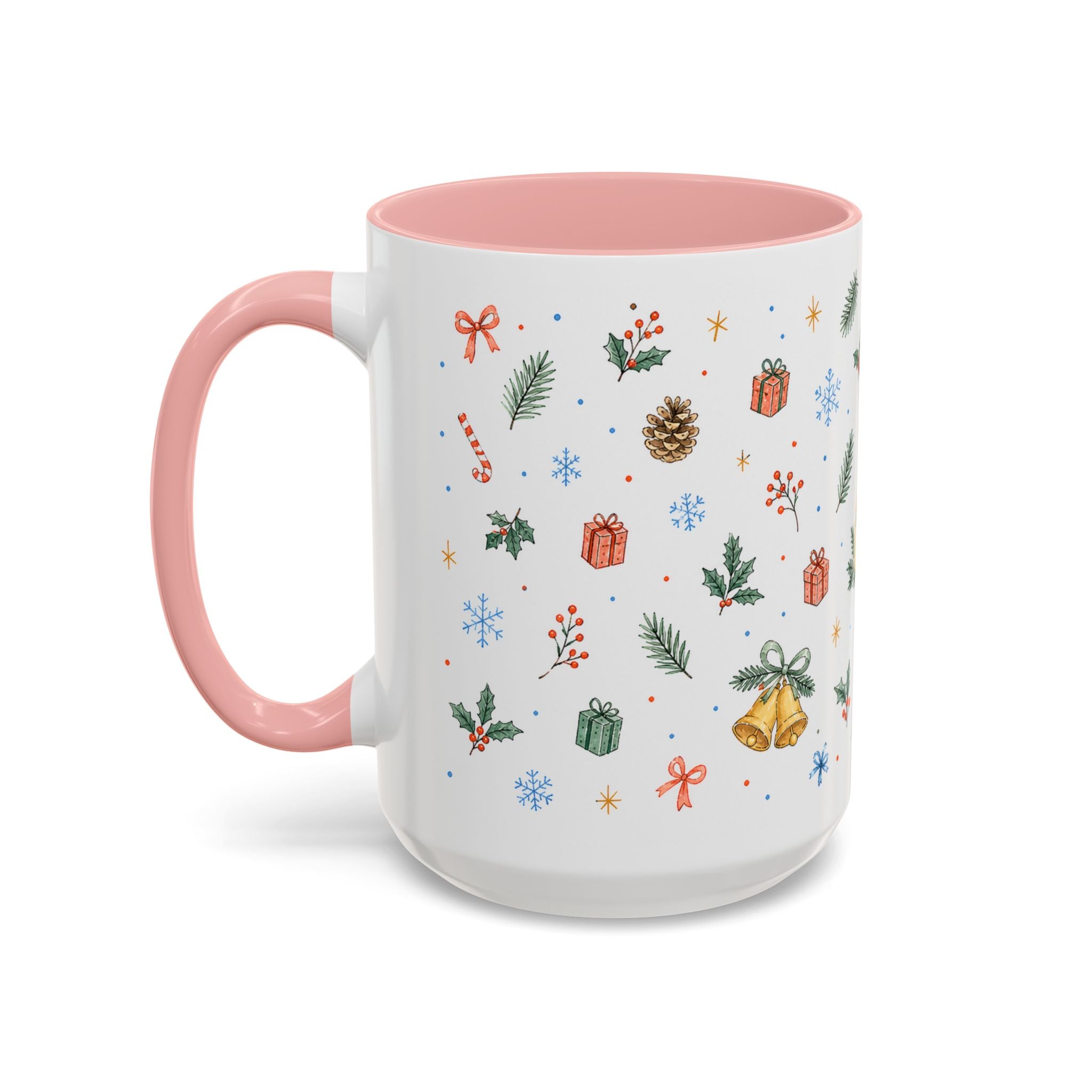 Christmas Candle Mug | Holly Wreath Watercolor Holiday Gift | Accent Cup 11oz 15oz