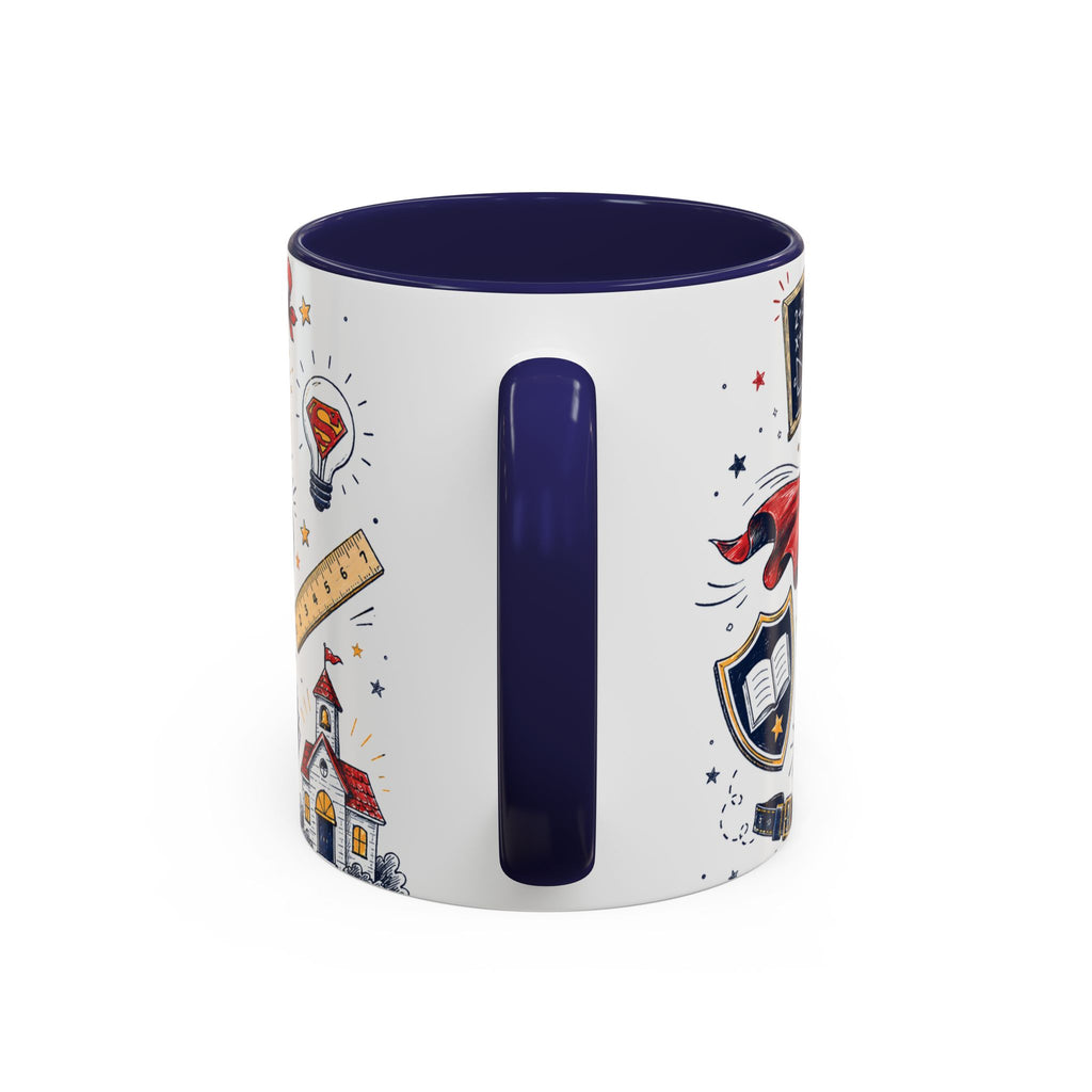 Super Teacher Coffee Mug | All Heroes Wear Capes Teacher Gift | Accent Color Ceramic 11oz 15oz
