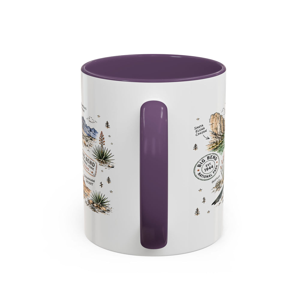 Big Bend National Park Coffee Mug | Texas Desert River Canyon Hiking Gift | Accent Color Ceramic 11oz 15oz
