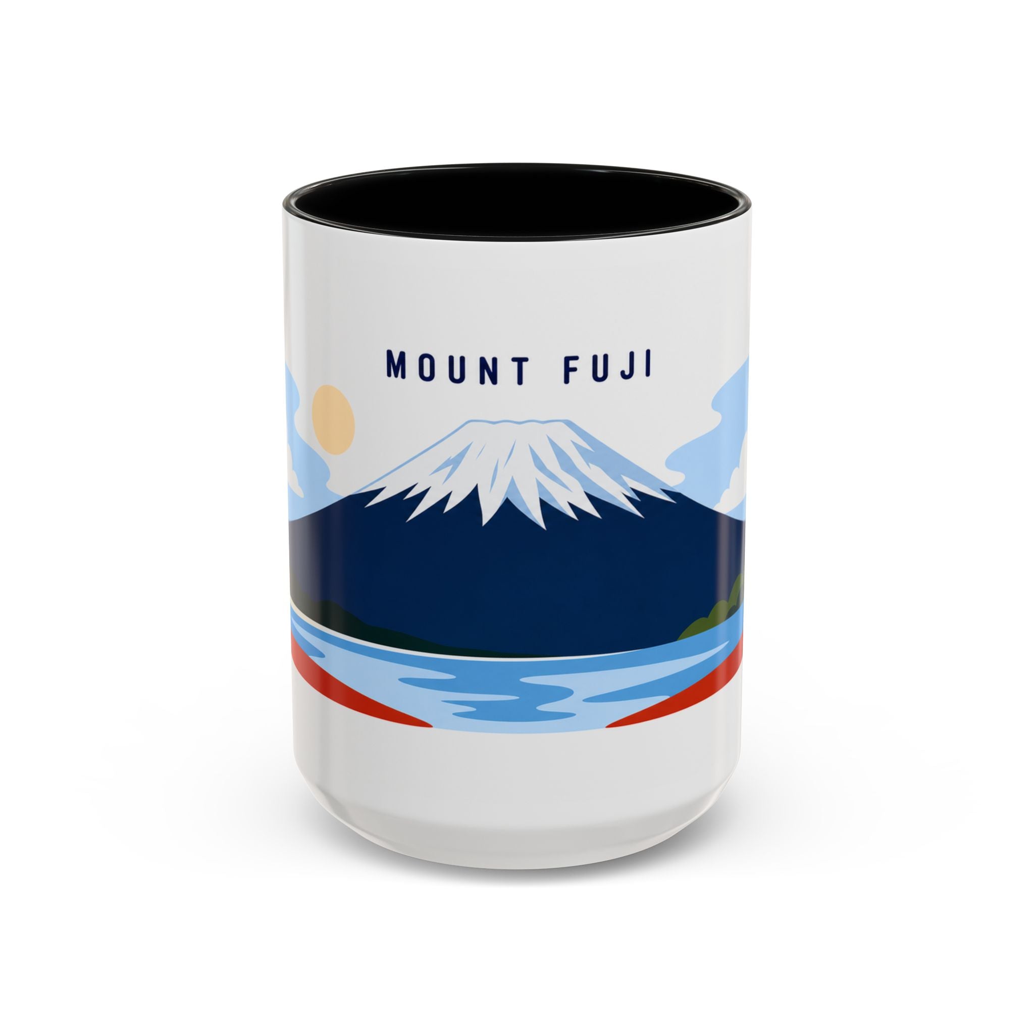 Mount Fuji Coffee Mug | Travel Destination Souvenir Gift | Accent Color Ceramic 11oz 15oz