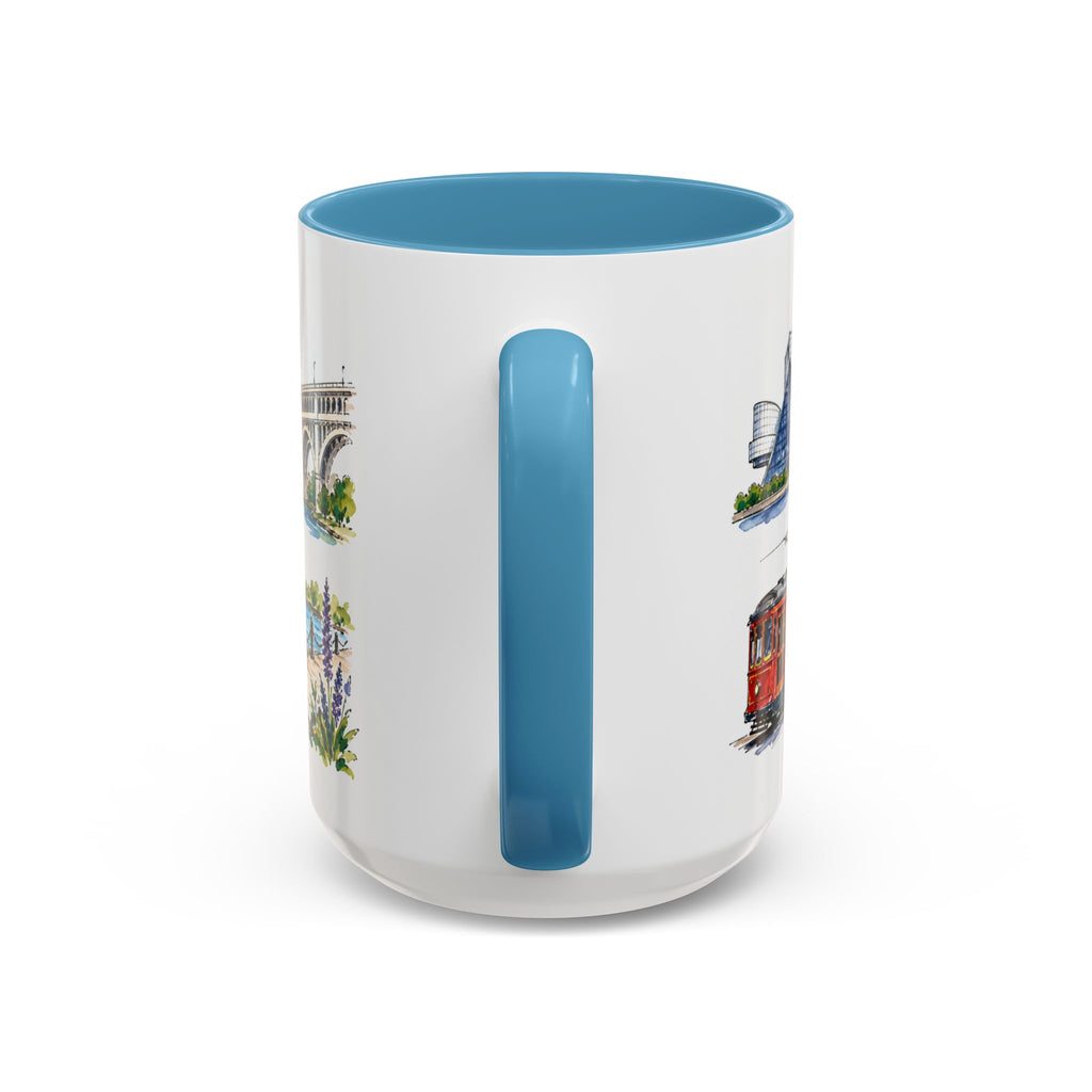Cleveland Illustrated Travel Mug | City Souvenir Accent Coffee Mug | 11oz 15oz Ceramic Cup