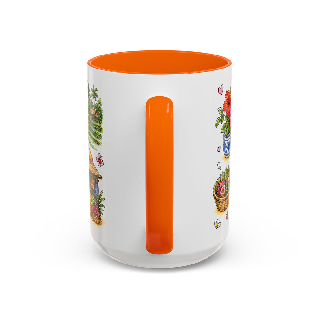 Ubud Illustrated Travel Mug | City Souvenir Accent Coffee Mug | 11oz 15oz Ceramic Cup