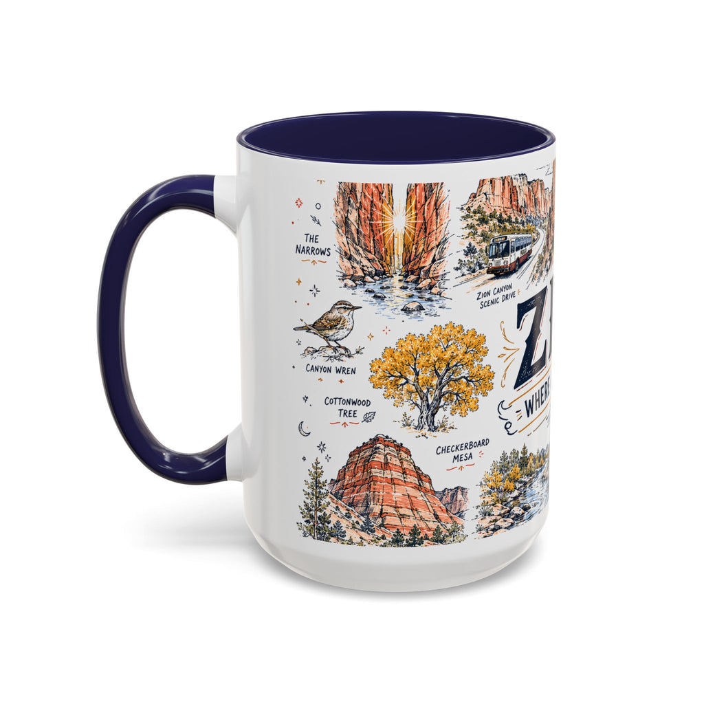 Zion National Park Coffee Mug | Hiking Camping Nature Gift | Accent Color Ceramic 11oz 15oz