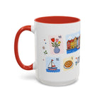Copenhagen Coffee Mug | Postage Stamp Collage Mug | Travel Souvenir Accent Cup 11oz 15oz