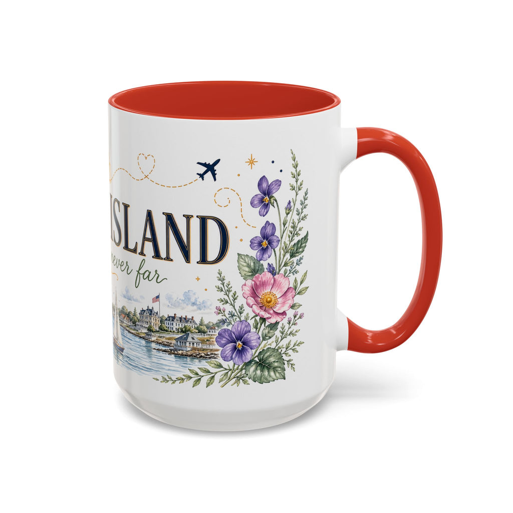 Rhode Island State Map Mug | Botanical Seaside Accent Cup (11oz or 15oz)