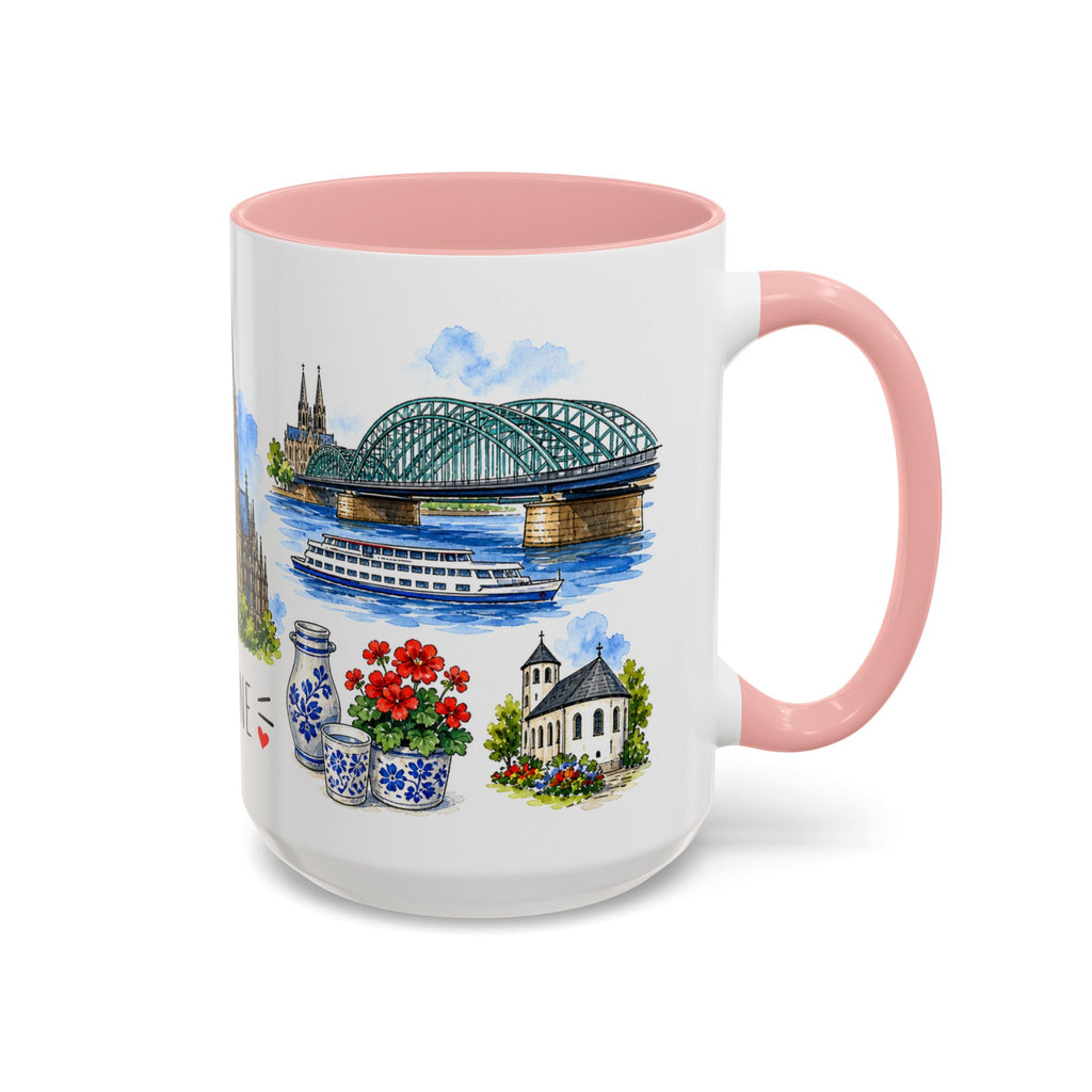 Cologne Illustrated Travel Mug | City Souvenir Accent Coffee Mug | 11oz 15oz Ceramic Cup