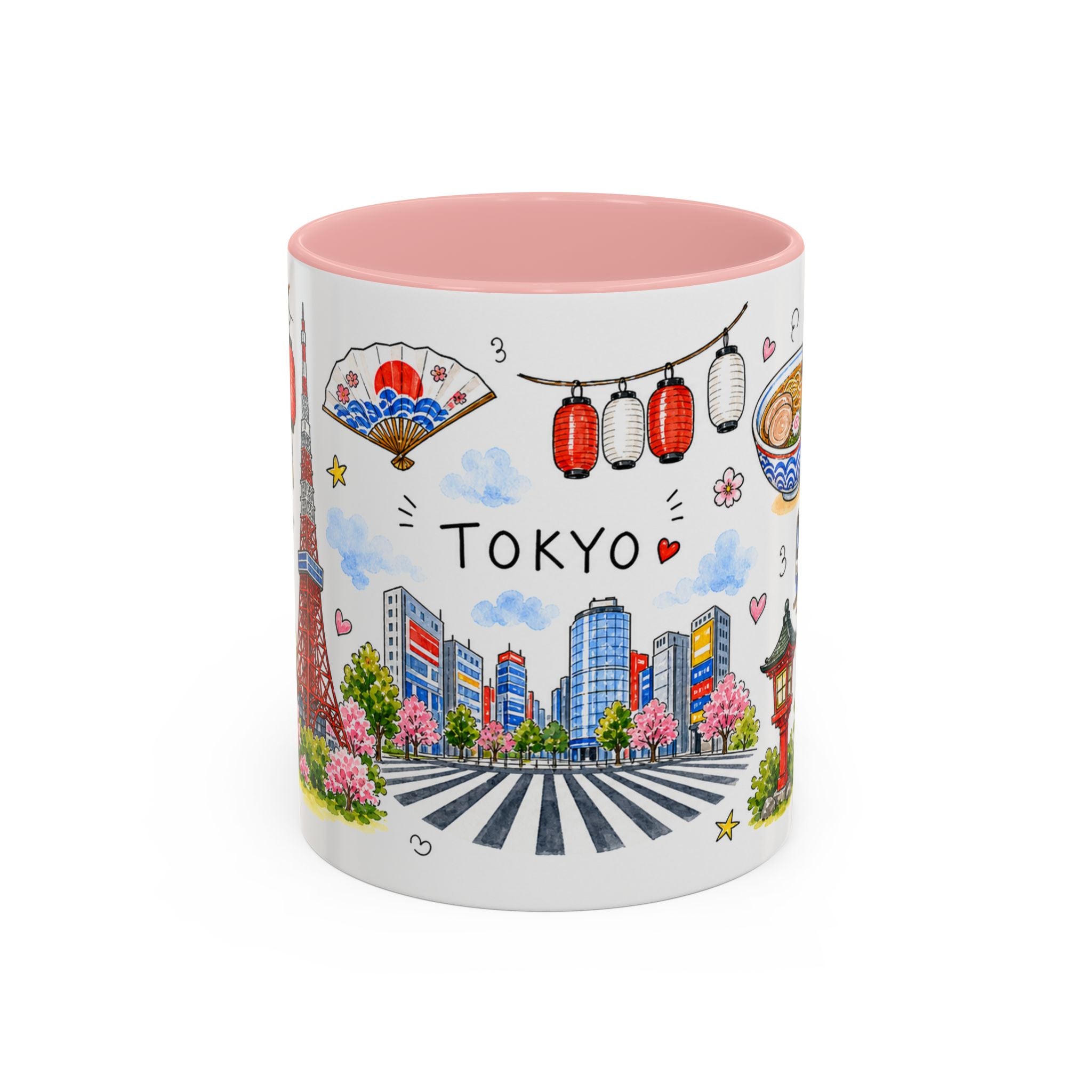 Tokyo Illustrated Travel Mug | City Souvenir Accent Coffee Mug | 11oz 15oz Ceramic Cup