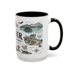 Glacier Coffee Mug | National Park Hiking Montana Gift | Accent Color Ceramic 11oz 15oz