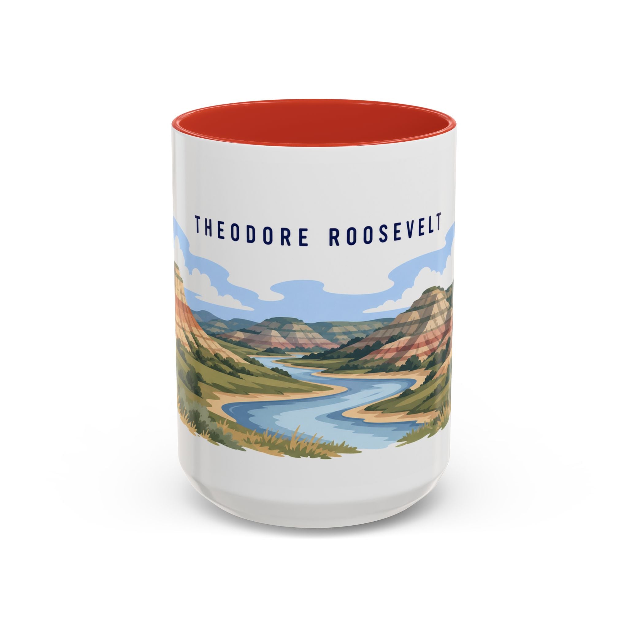 Theodore Roosevelt National Park Coffee Mug | Solid Color Block Park Souvenir | 11oz 15oz Accent Mug