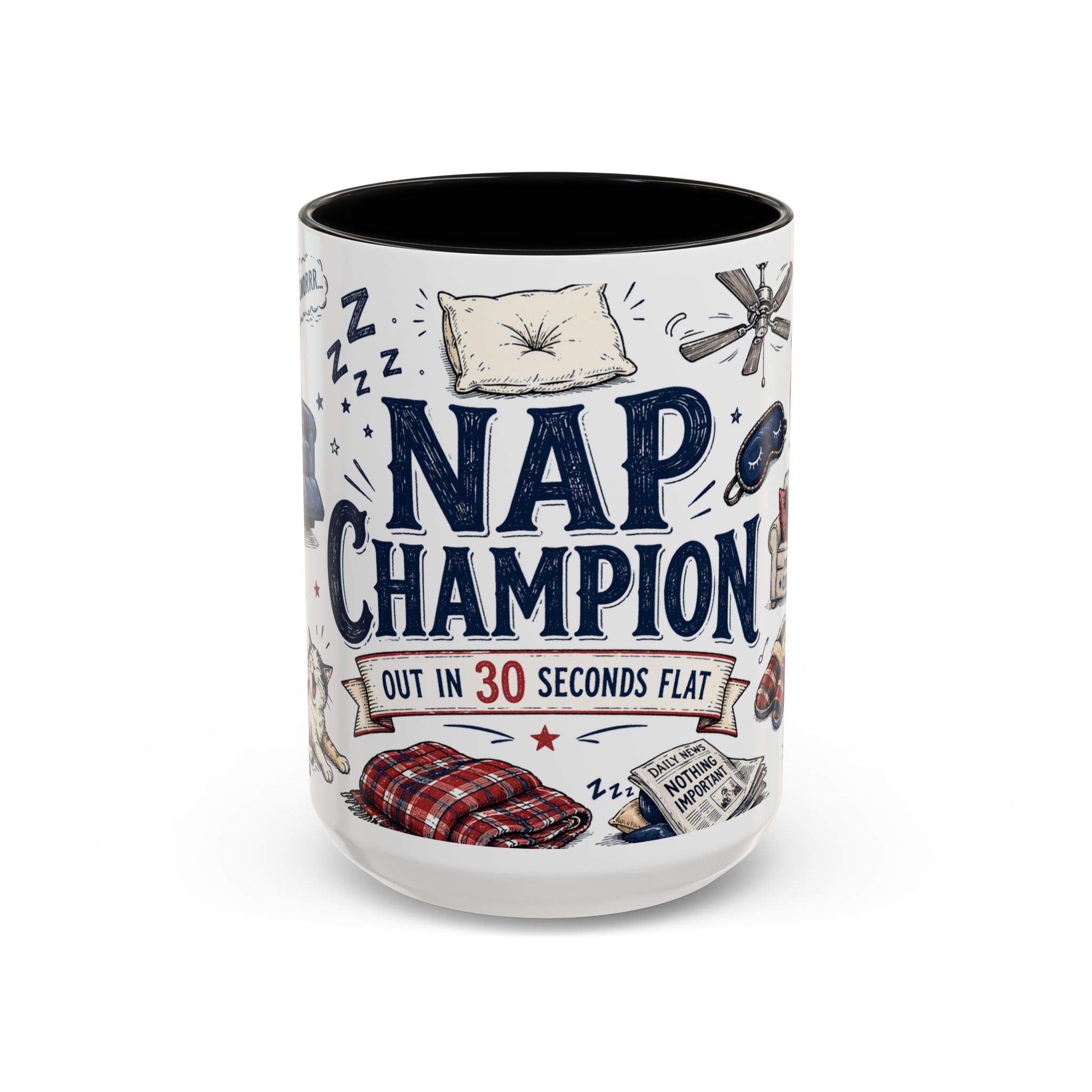 Nap Champion Coffee Mug | Father's Day Gift for Dad | Accent Color Ceramic 11oz 15oz