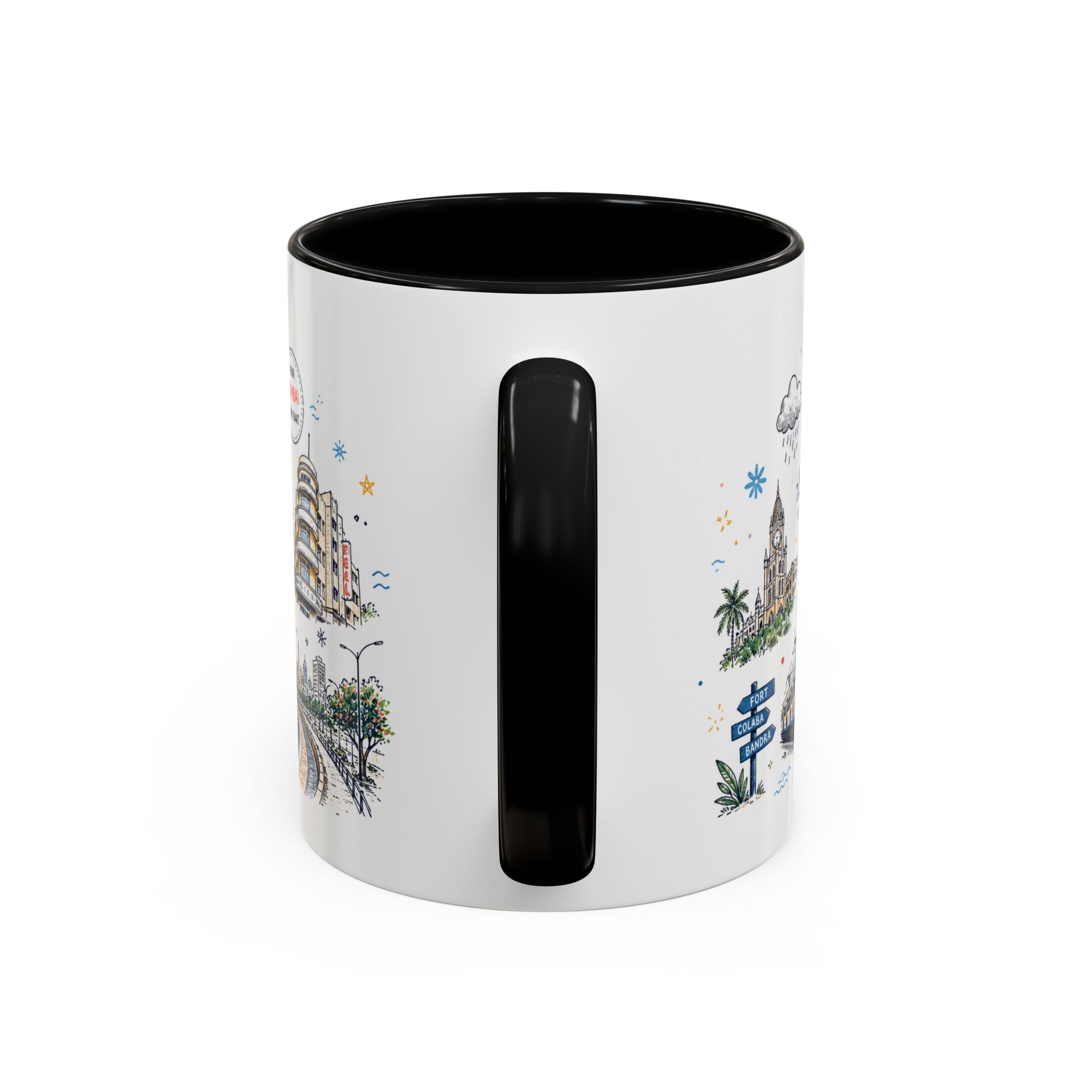 Mumbai Coffee Mug | India Souvenir Travel Gift | Accent Color Ceramic 11oz 15oz