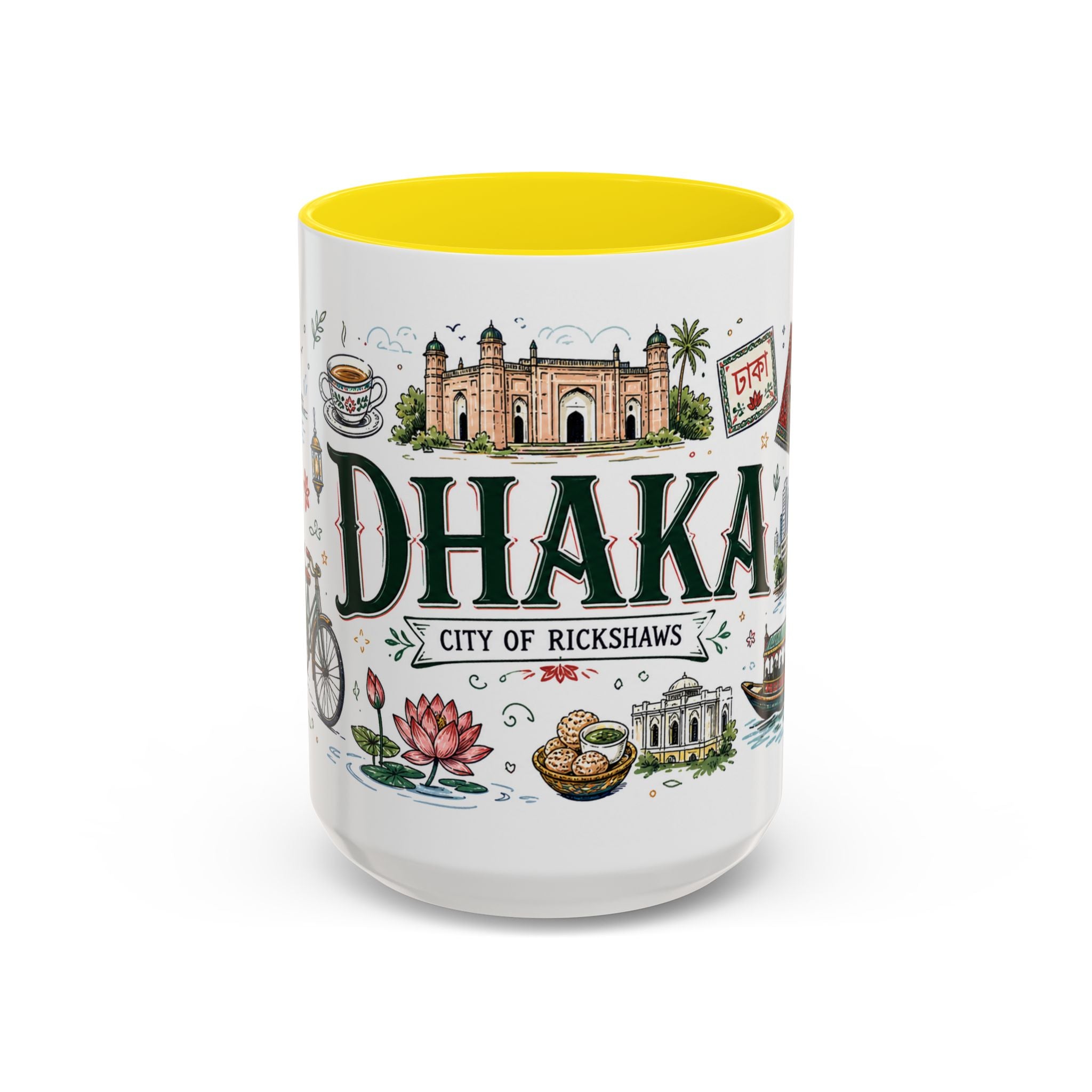 Dhaka Coffee Mug | Bangladesh Souvenir Travel Gift | Accent Color Ceramic 11oz 15oz