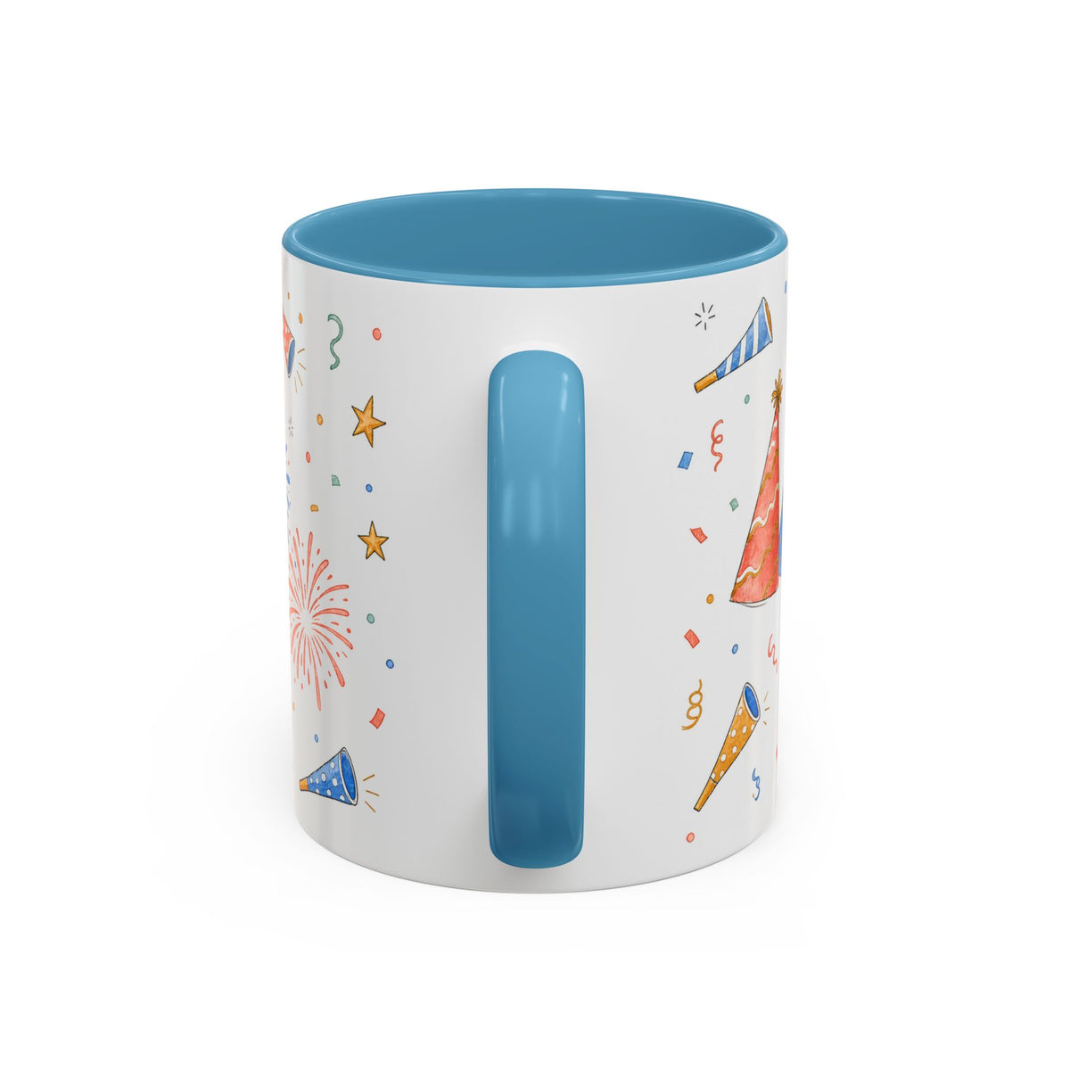 New Year Confetti Mug | Party Popper Watercolor Celebration Gift | Accent Cup 11oz 15oz